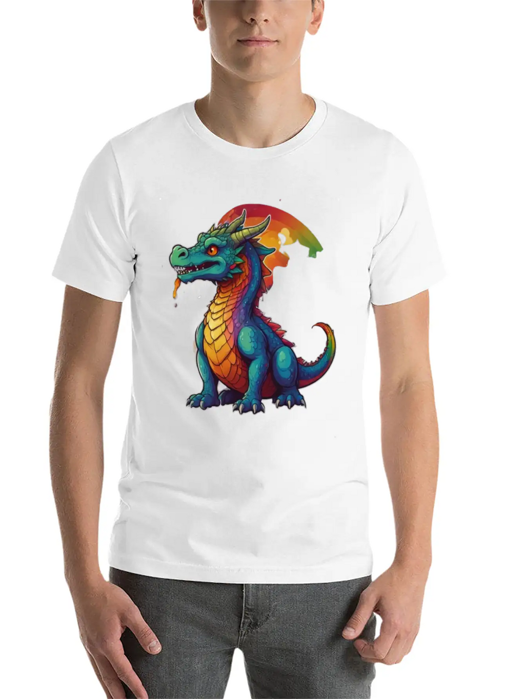 Sticker_illustration_of_a_whimsical_dragon Unisex Short Sleeve Soft Cotton T-Shirt – Casual Everyday Wear