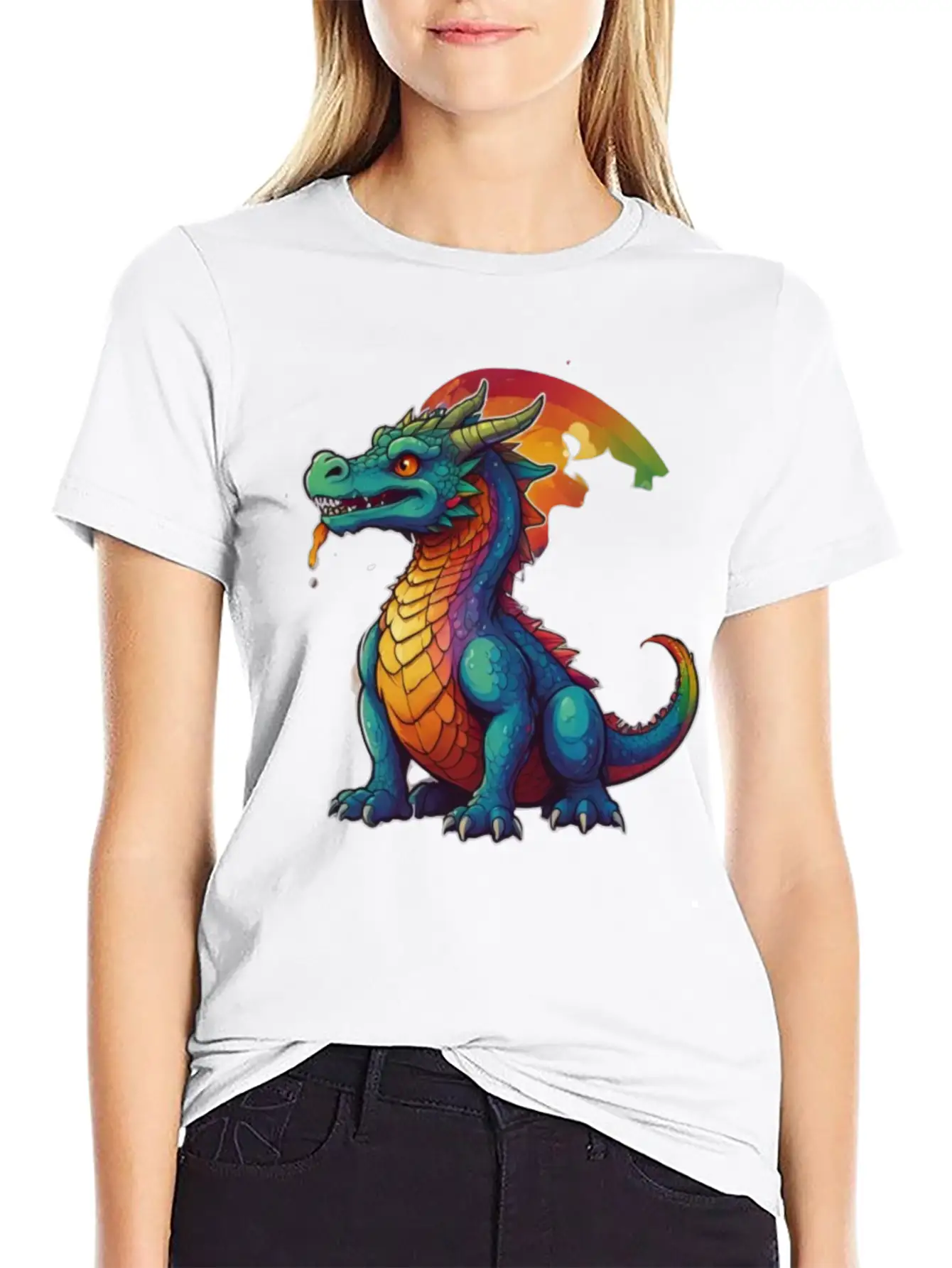 Sticker_illustration_of_a_whimsical_dragon Unisex Short Sleeve Soft Cotton T-Shirt – Casual Everyday Wear