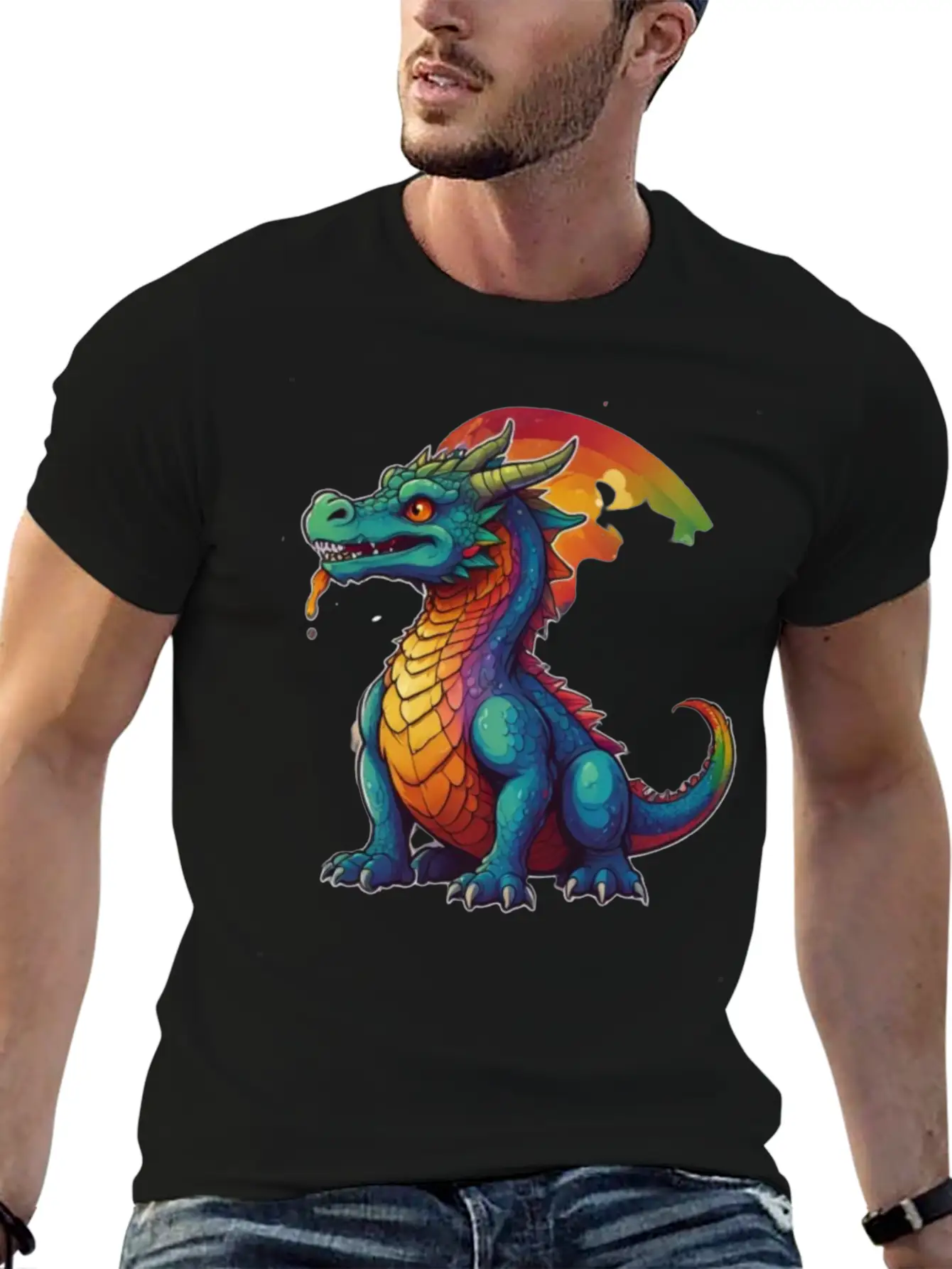 Sticker_illustration_of_a_whimsical_dragon Unisex Short Sleeve Soft Cotton T-Shirt – Casual Everyday Wear