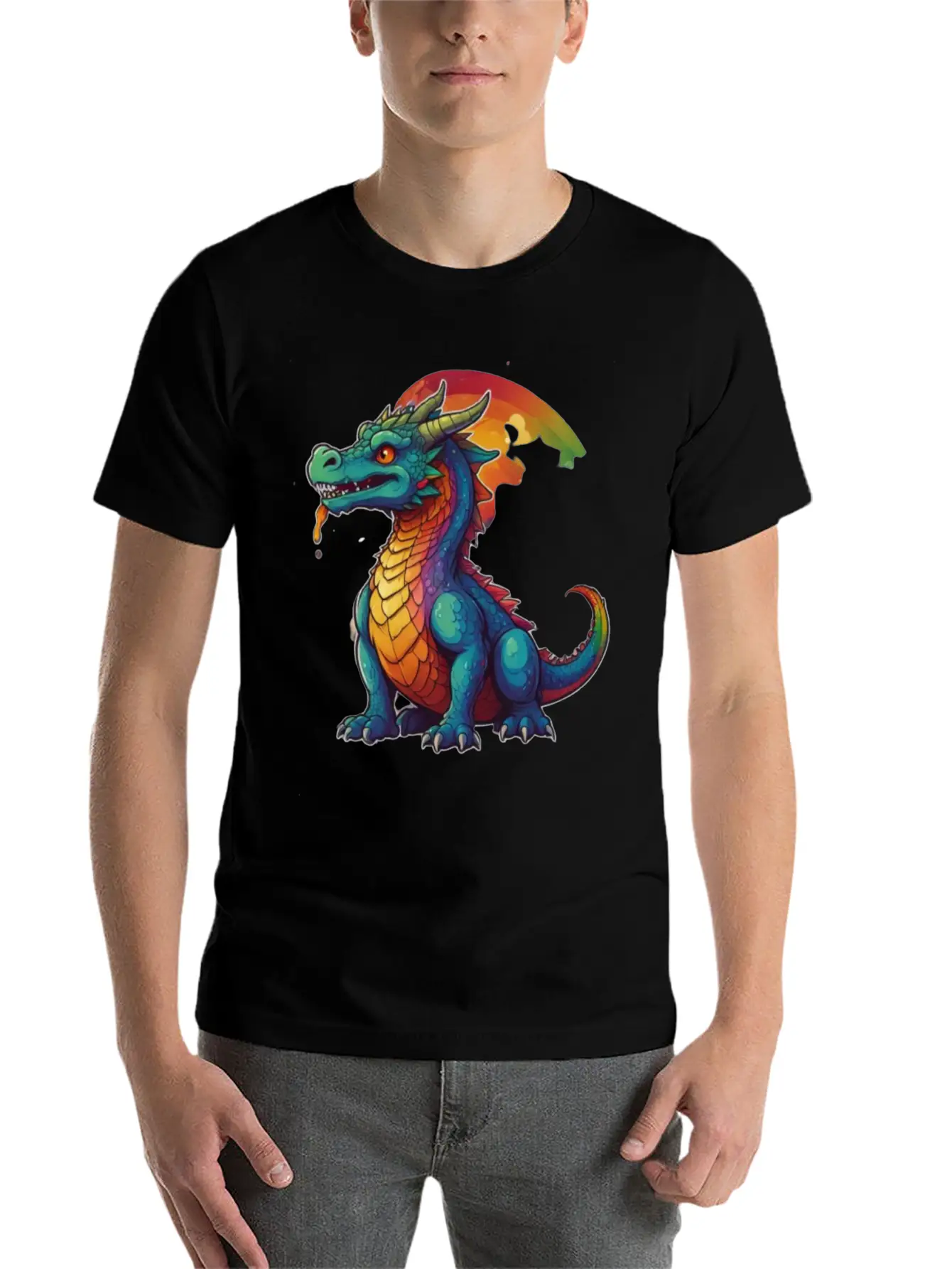 Sticker_illustration_of_a_whimsical_dragon Unisex Short Sleeve Soft Cotton T-Shirt – Casual Everyday Wear