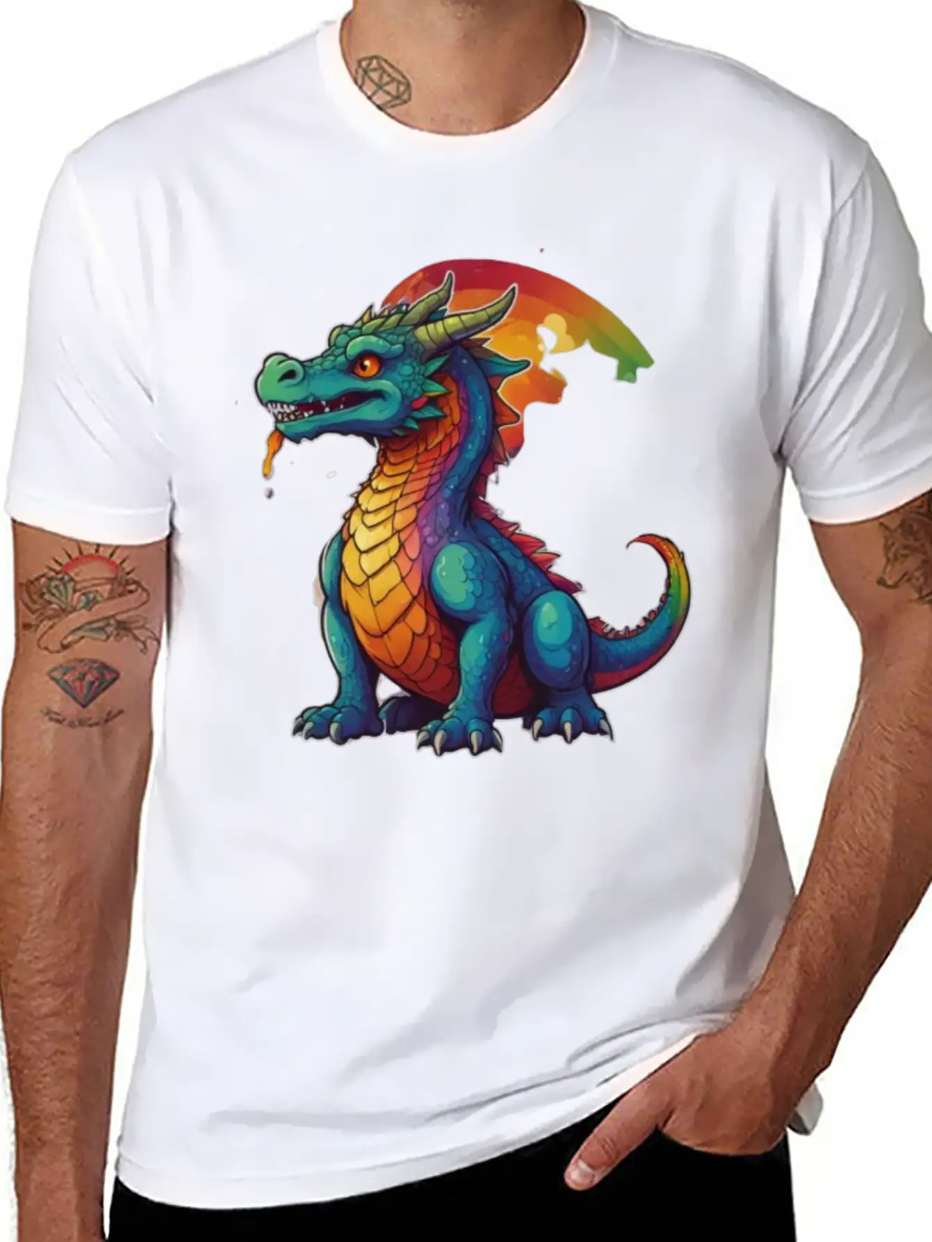 Sticker_illustration_of_a_whimsical_dragon Unisex Short Sleeve Soft Cotton T-Shirt – Casual Everyday Wear