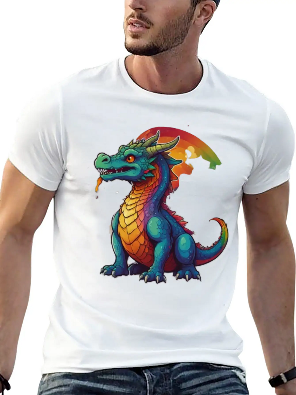 Sticker_illustration_of_a_whimsical_dragon Unisex Short Sleeve Soft Cotton T-Shirt – Casual Everyday Wear