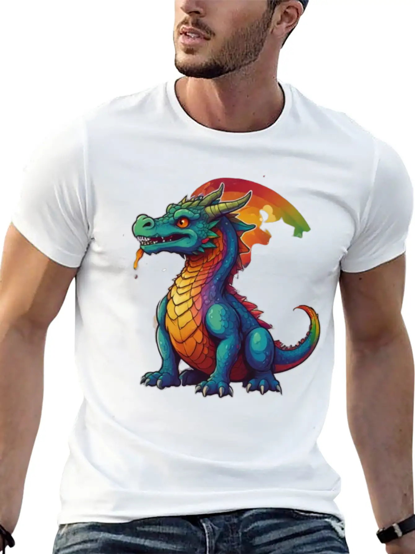 Sticker_illustration_of_a_whimsical_dragon Unisex Short Sleeve Soft Cotton T-Shirt – Casual Everyday Wear