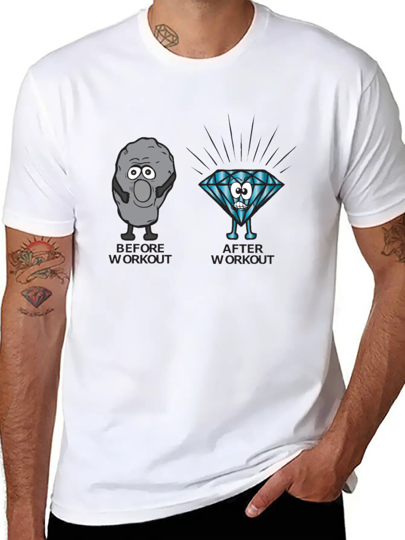 Stone Becomes Diamond Before Workout After Workout Essential Cotton Tee For Daily Outfits – Unisex Style