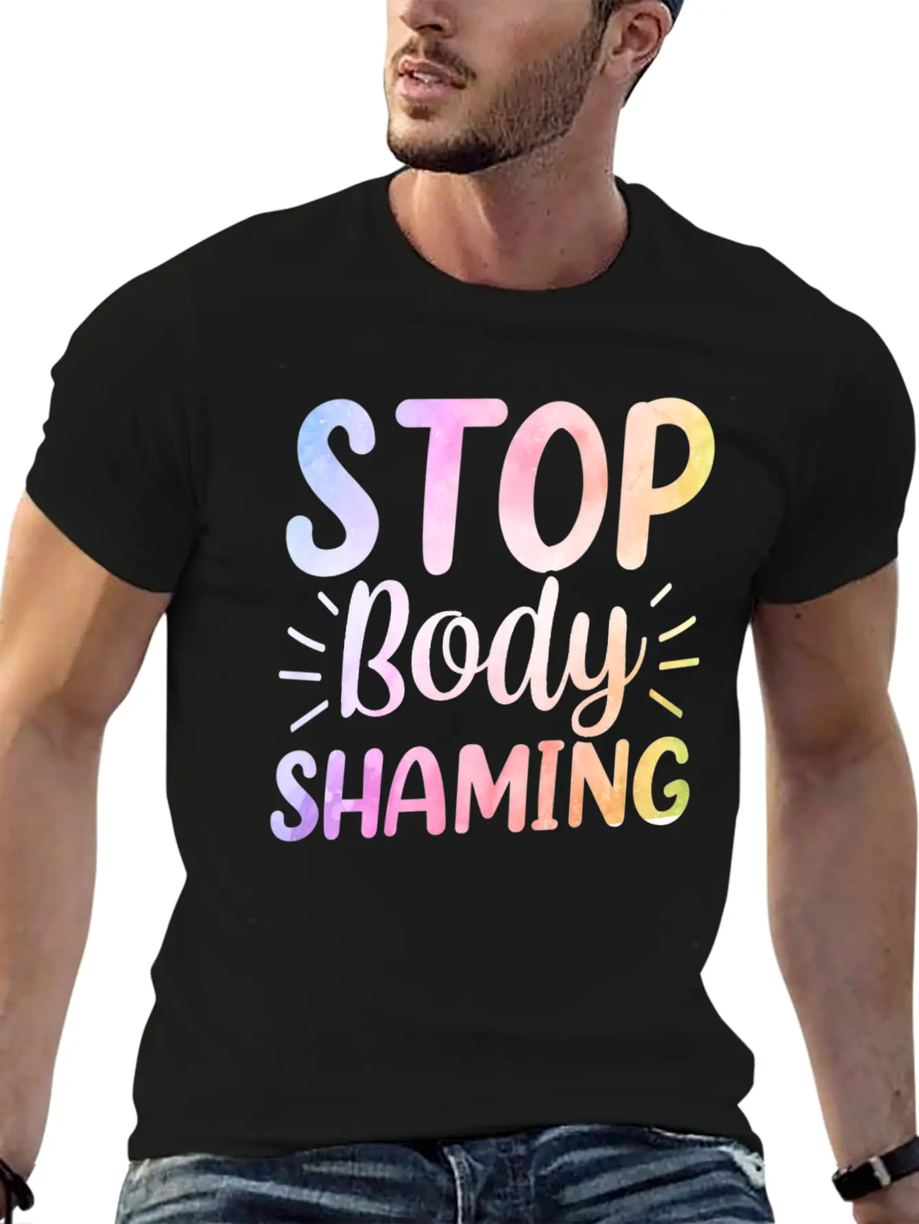 Stop Body Shaming End Appearance Mocking Stylish Everyday T-Shirt – Unisex Basic Cotton Tee