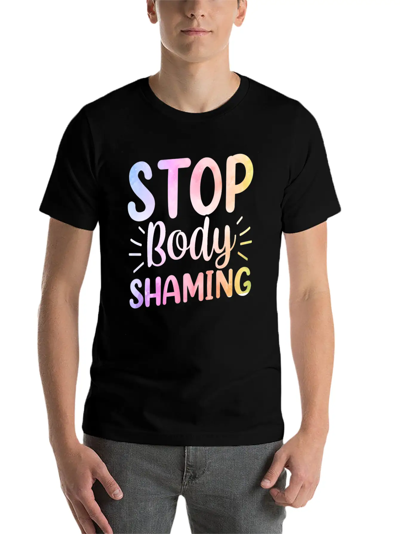 Stop Body Shaming End Appearance Mocking Stylish Everyday T-Shirt – Unisex Basic Cotton Tee