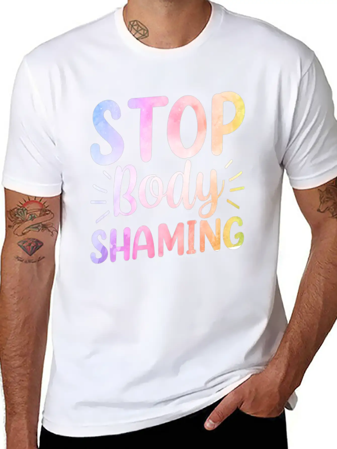 Stop Body Shaming End Appearance Mocking Stylish Everyday T-Shirt – Unisex Basic Cotton Tee