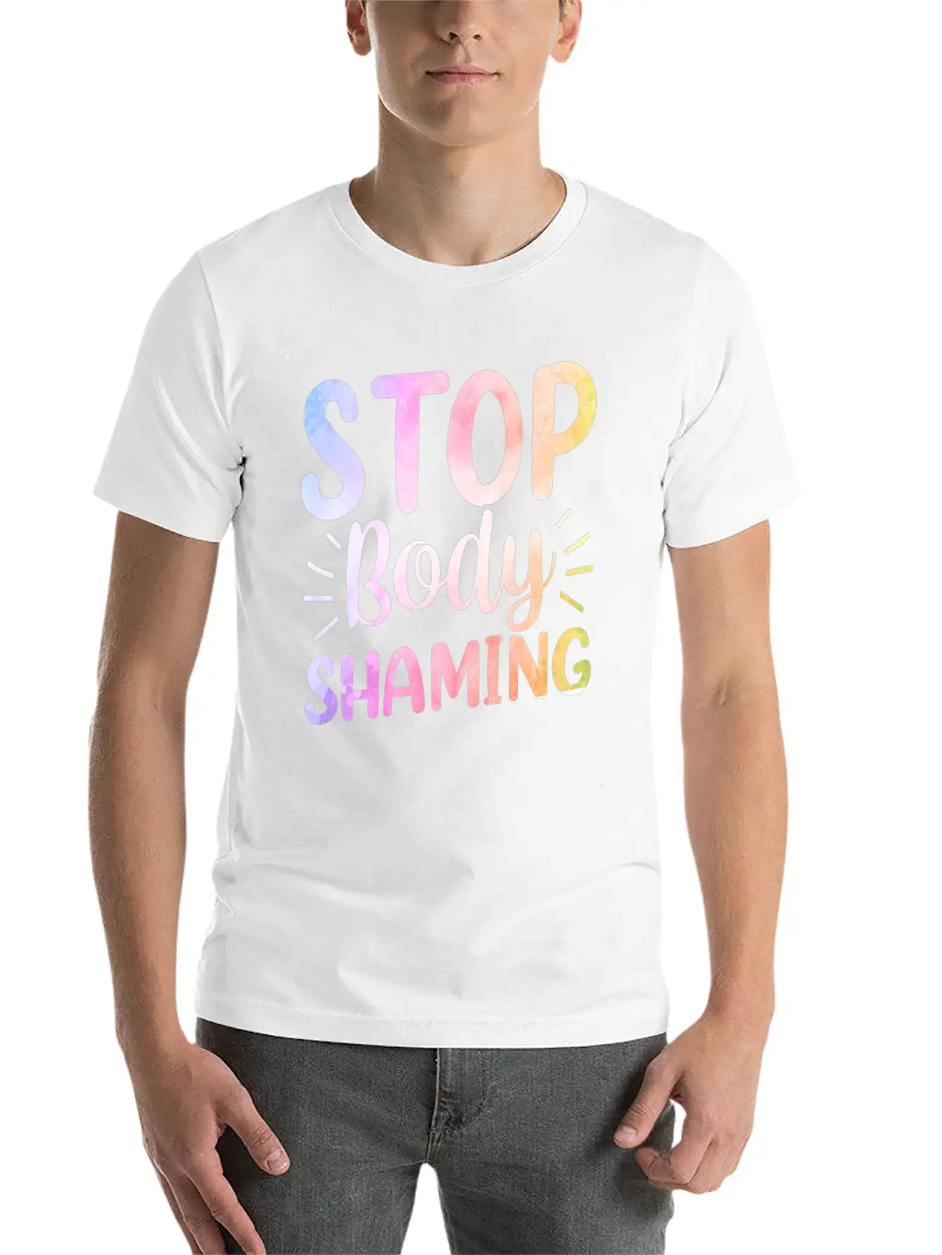 Stop Body Shaming End Appearance Mocking Stylish Everyday T-Shirt – Unisex Basic Cotton Tee