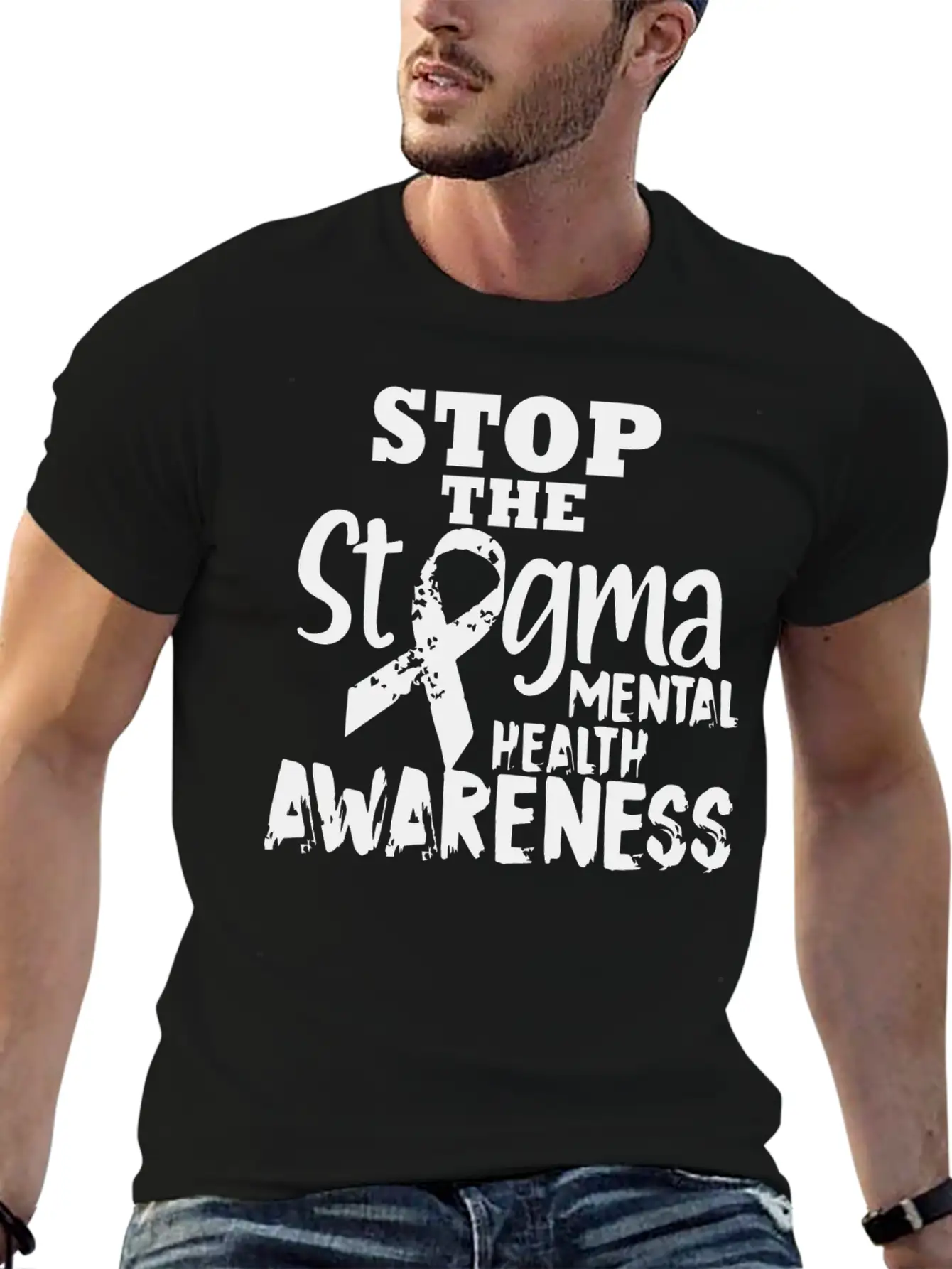 Stop The Stgma Mental Health Awareness Casual Graphic T-Shirt – Simple And Comfortable Daily Wear