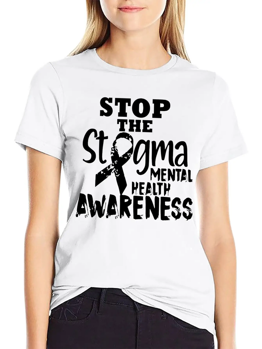 Stop The Stgma Mental Health Awareness Casual Graphic T-Shirt – Simple And Comfortable Daily Wear