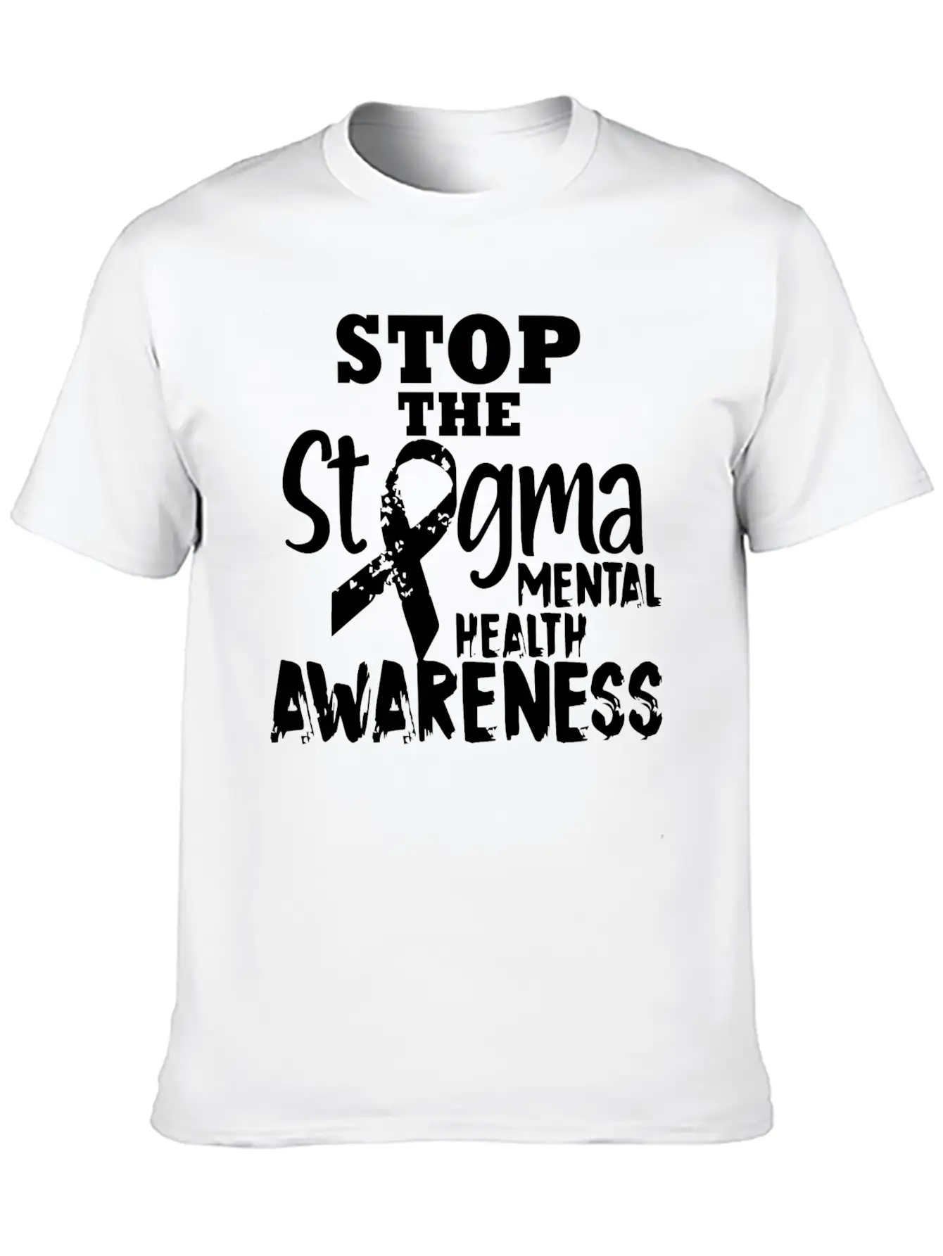 Stop The Stgma Mental Health Awareness Casual Graphic T-Shirt – Simple And Comfortable Daily Wear