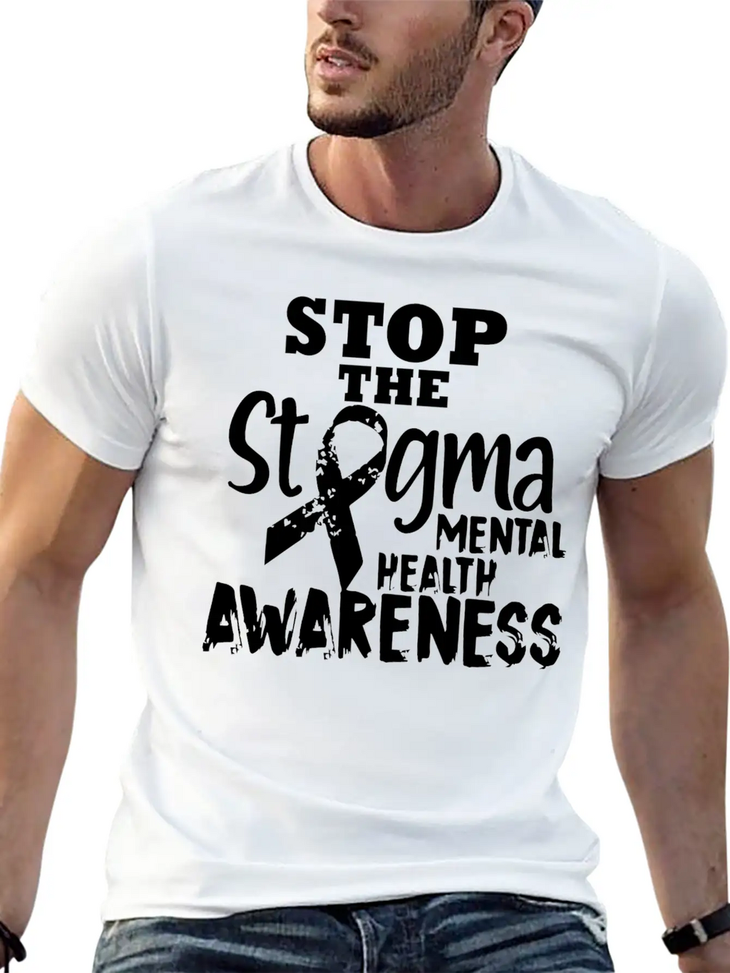 Stop The Stgma Mental Health Awareness Casual Graphic T-Shirt – Simple And Comfortable Daily Wear
