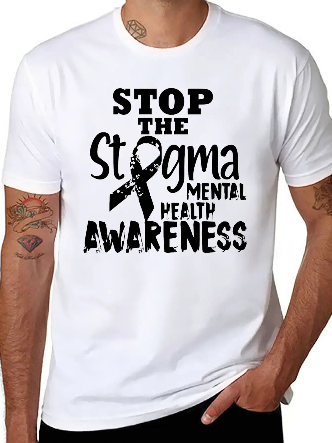 Stop The Stgma Mental Health Awareness Casual Graphic T-Shirt – Simple And Comfortable Daily Wear