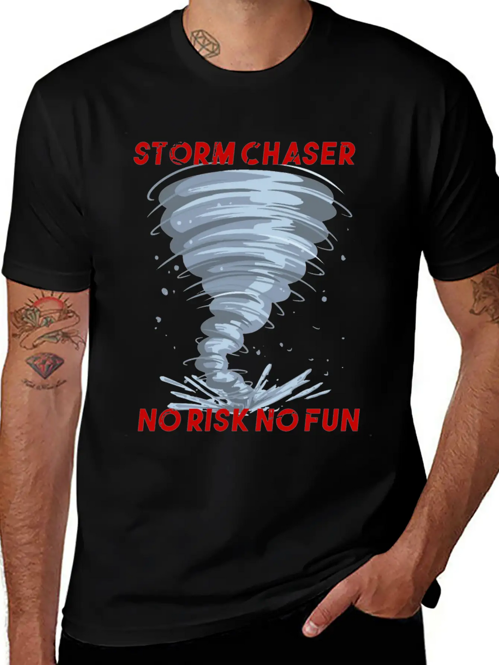 Storm Chaser No Risk No Fun Tornado Weather Shirt Breathable Soft Cotton T-Shirt – Timeless Casual Look