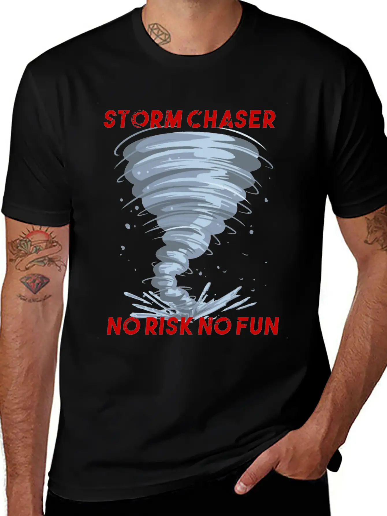 Storm Chaser No Risk No Fun Tornado Weather Shirt Breathable Soft Cotton T-Shirt – Timeless Casual Look