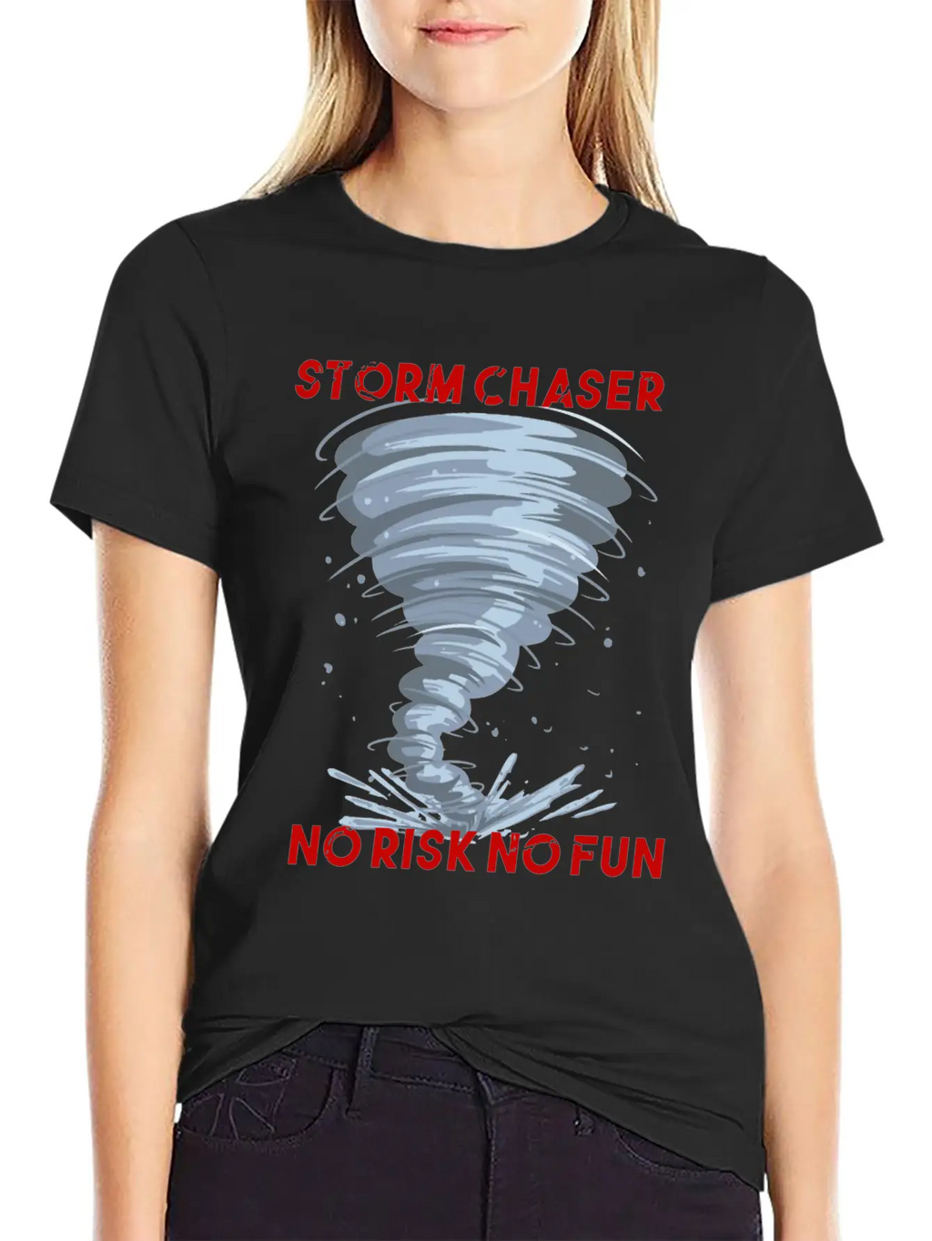 Storm Chaser No Risk No Fun Tornado Weather Shirt Breathable Soft Cotton T-Shirt – Timeless Casual Look