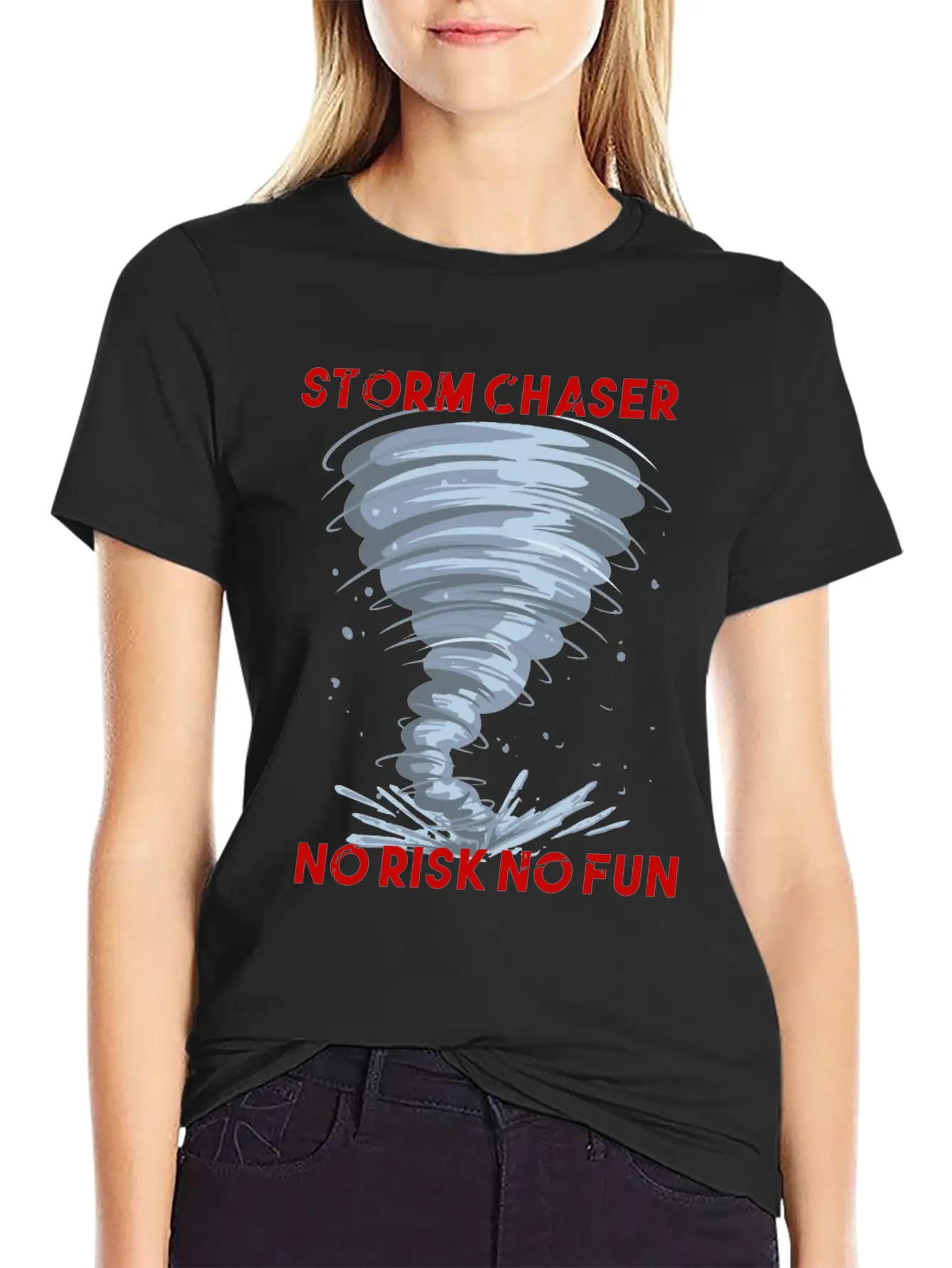 Storm Chaser No Risk No Fun Tornado Weather Shirt Breathable Soft Cotton T-Shirt – Timeless Casual Look
