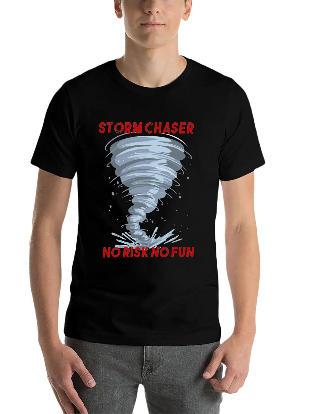 Storm Chaser No Risk No Fun Tornado Weather Shirt Breathable Soft Cotton T-Shirt – Timeless Casual Look