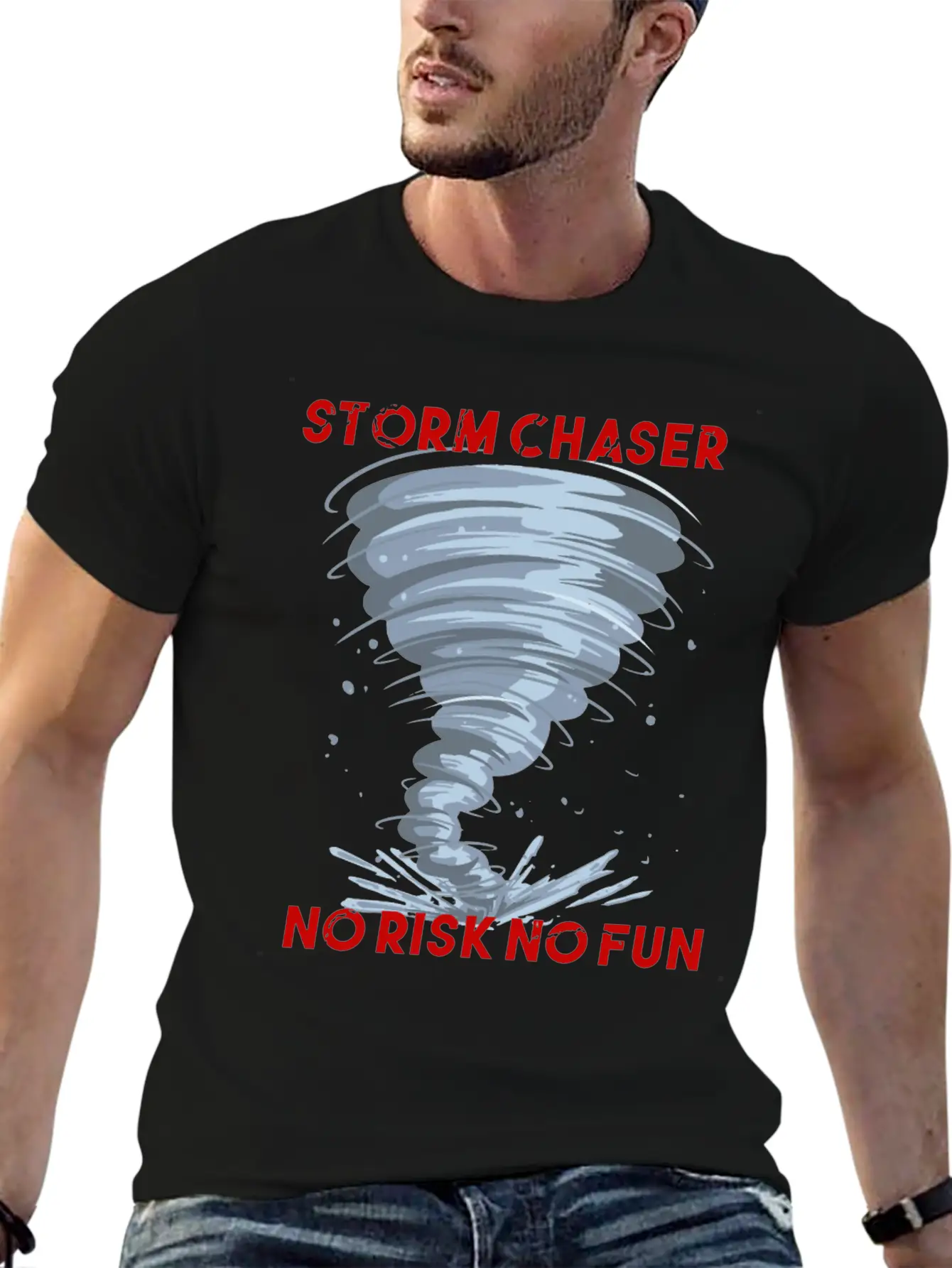Storm Chaser No Risk No Fun Tornado Weather Shirt Breathable Soft Cotton T-Shirt – Timeless Casual Look