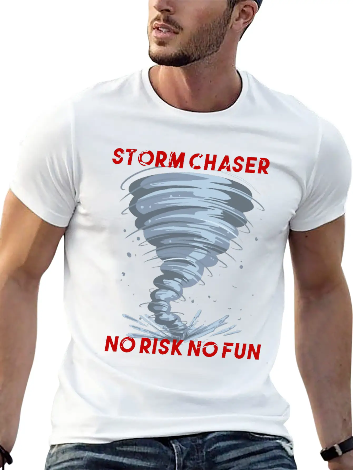 Storm Chaser No Risk No Fun Tornado Weather Shirt Breathable Soft Cotton T-Shirt – Timeless Casual Look