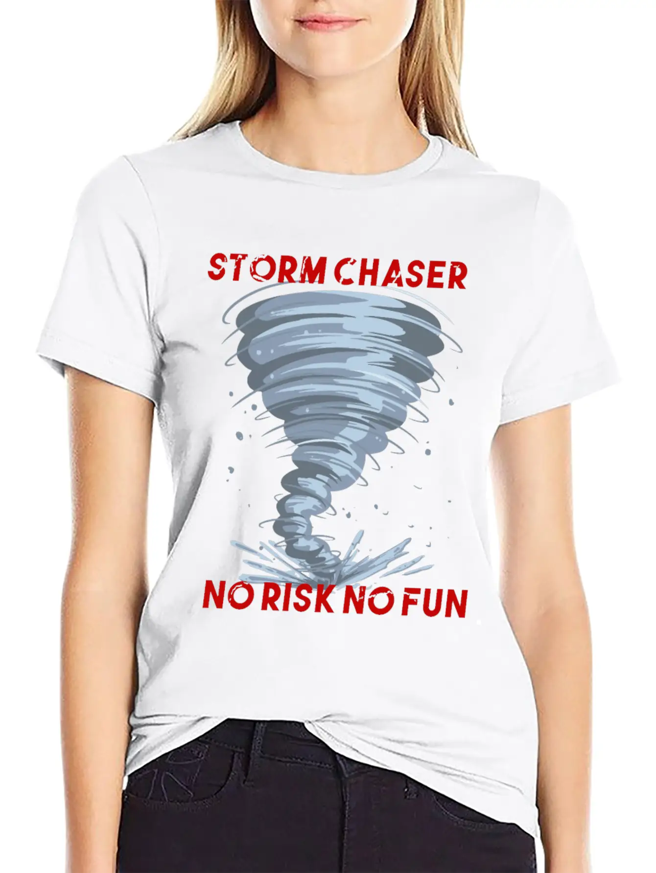 Storm Chaser No Risk No Fun Tornado Weather Shirt Breathable Soft Cotton T-Shirt – Timeless Casual Look