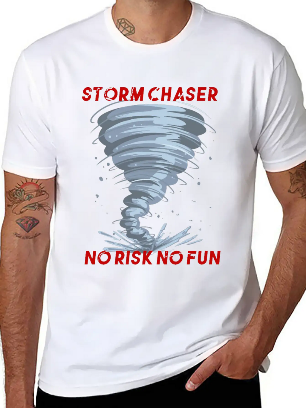 Storm Chaser No Risk No Fun Tornado Weather Shirt Breathable Soft Cotton T-Shirt – Timeless Casual Look