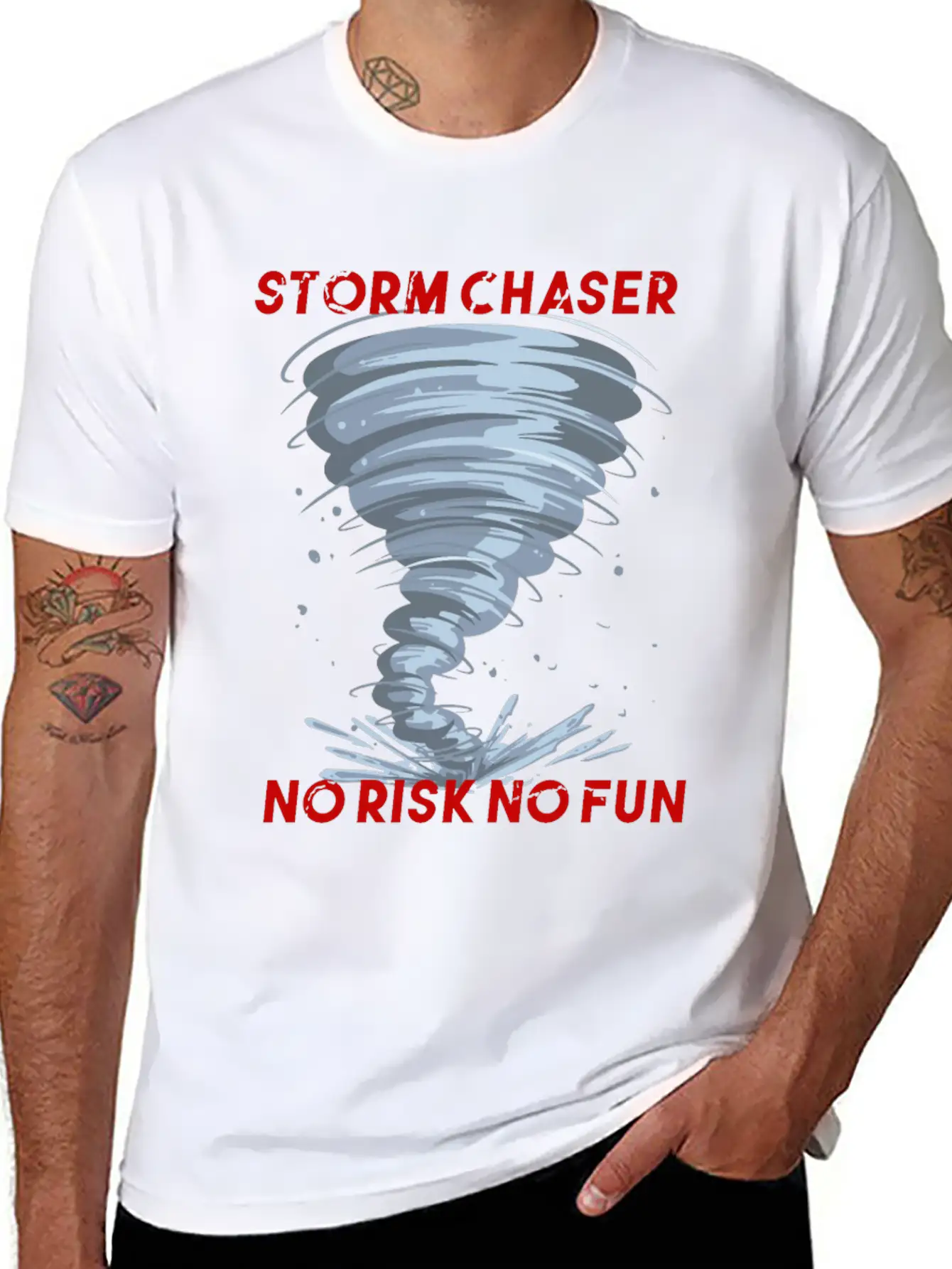 Storm Chaser No Risk No Fun Tornado Weather Shirt Breathable Soft Cotton T-Shirt – Timeless Casual Look