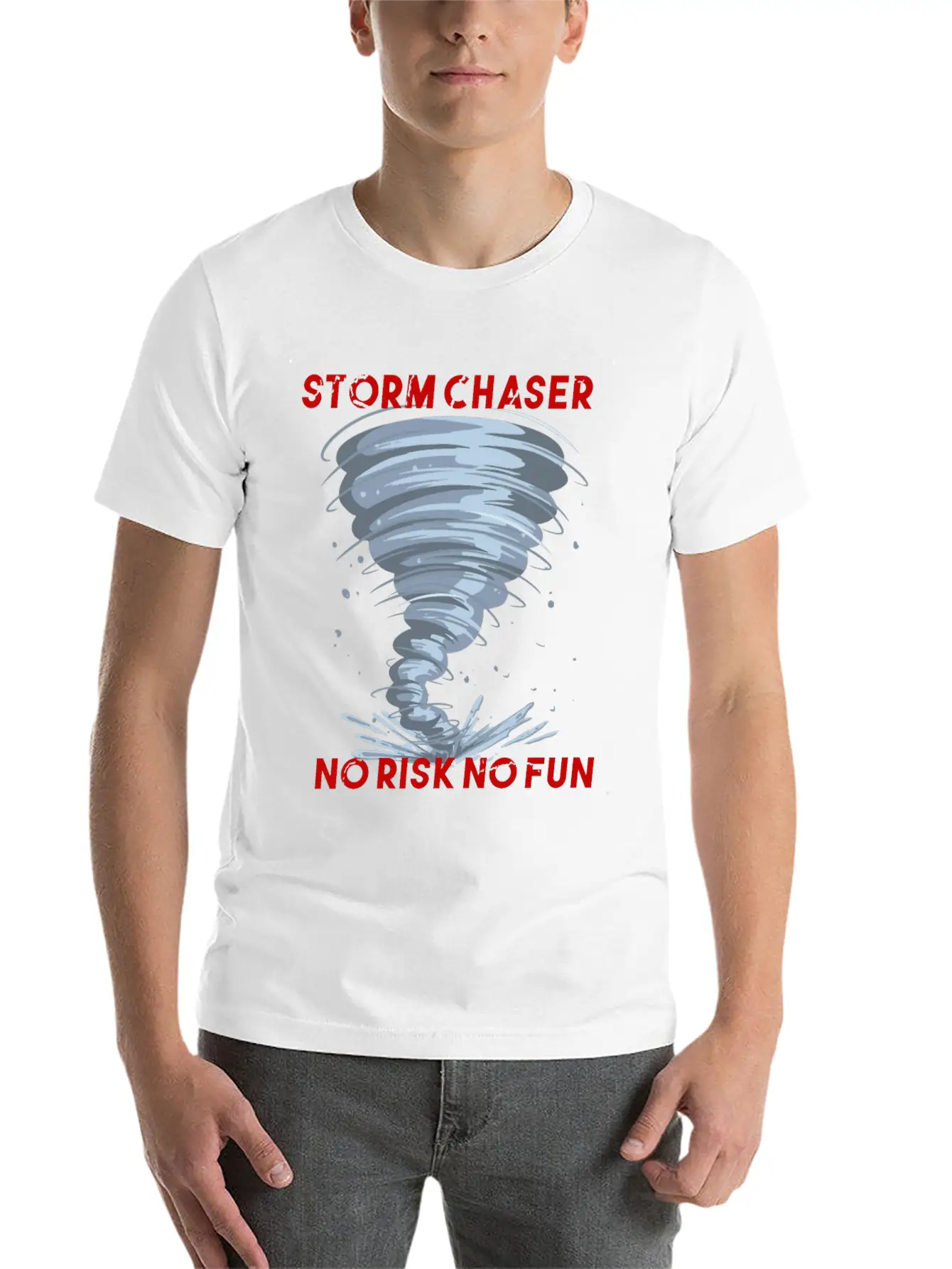 Storm Chaser No Risk No Fun Tornado Weather Shirt Breathable Soft Cotton T-Shirt – Timeless Casual Look