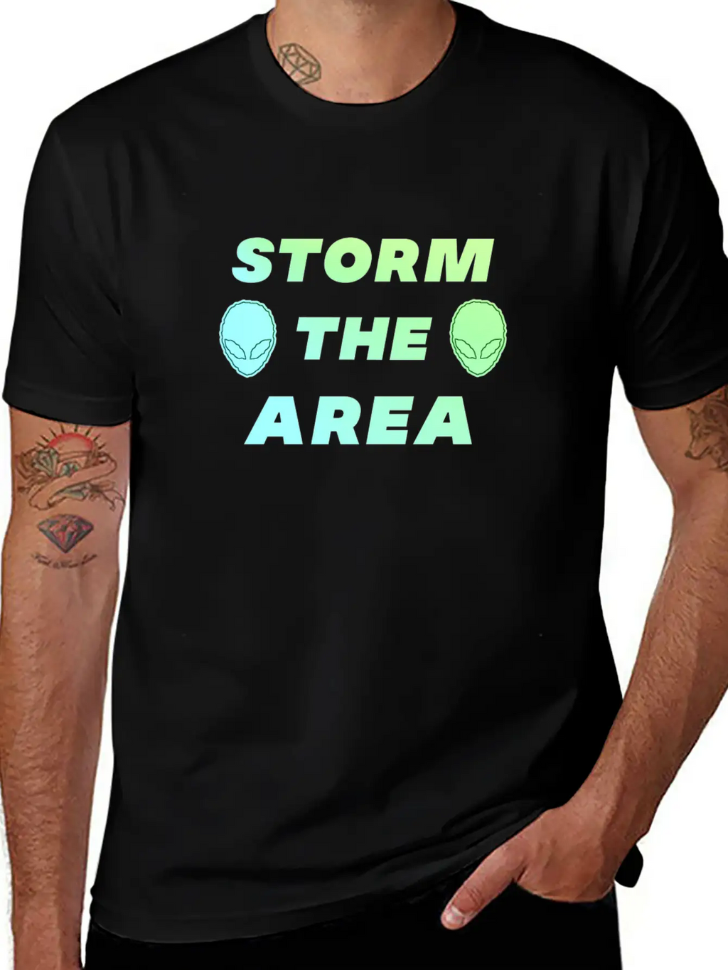 Storm The Area Alien UFO Space Spaceman Stylish Everyday T-Shirt – Unisex Basic Cotton Tee