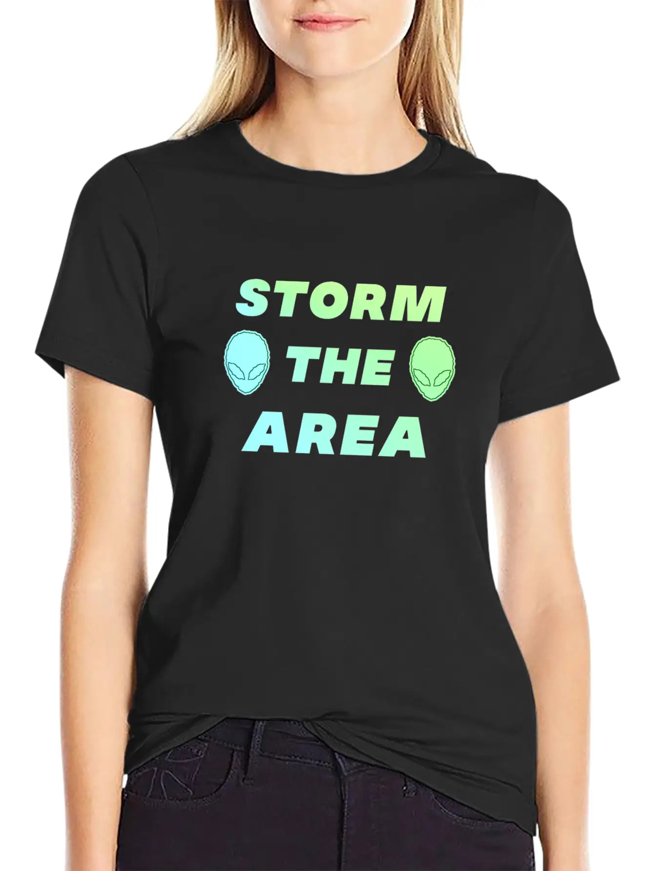 Storm The Area Alien UFO Space Spaceman Stylish Everyday T-Shirt – Unisex Basic Cotton Tee