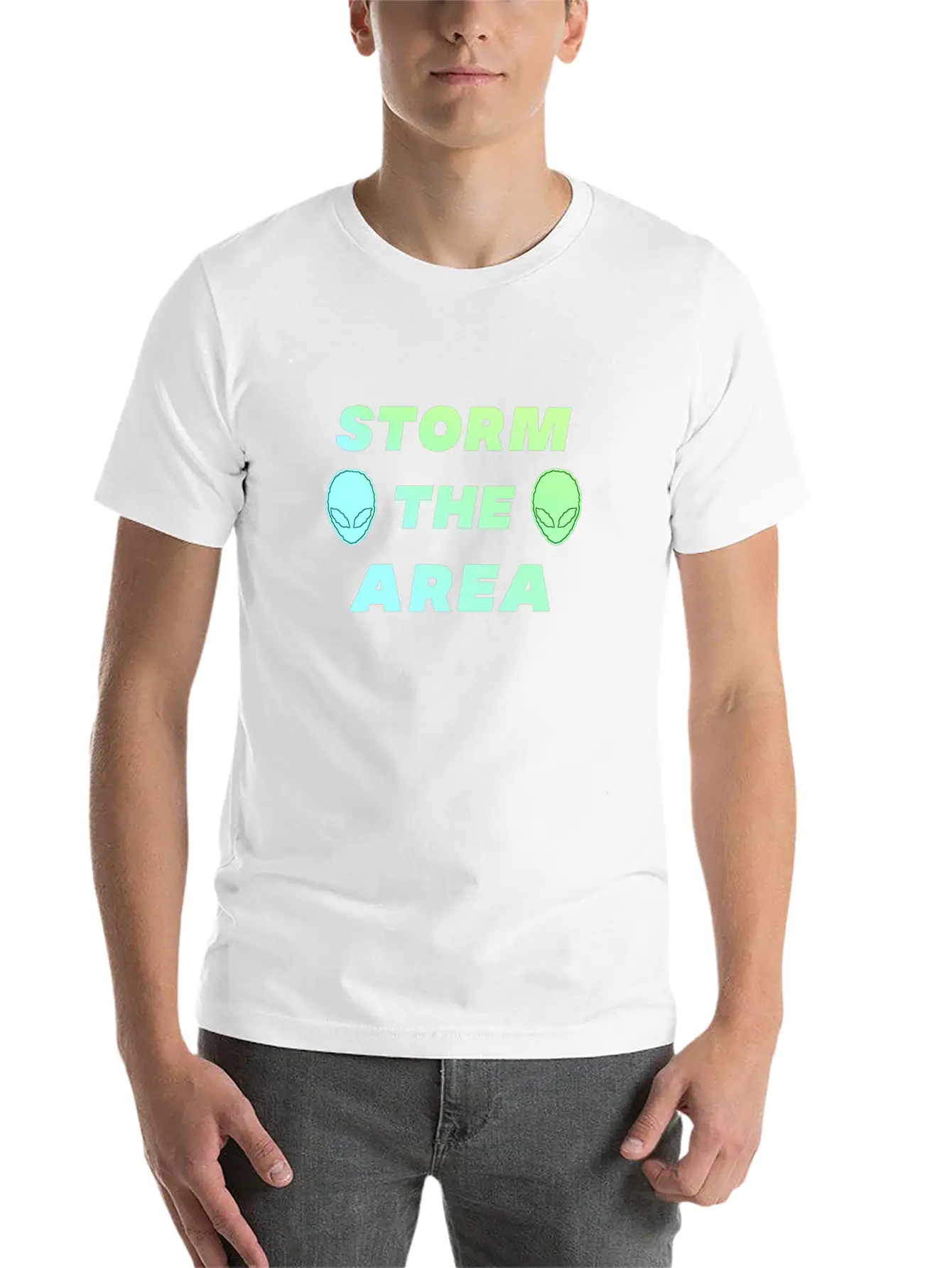 Storm The Area Alien UFO Space Spaceman Stylish Everyday T-Shirt – Unisex Basic Cotton Tee