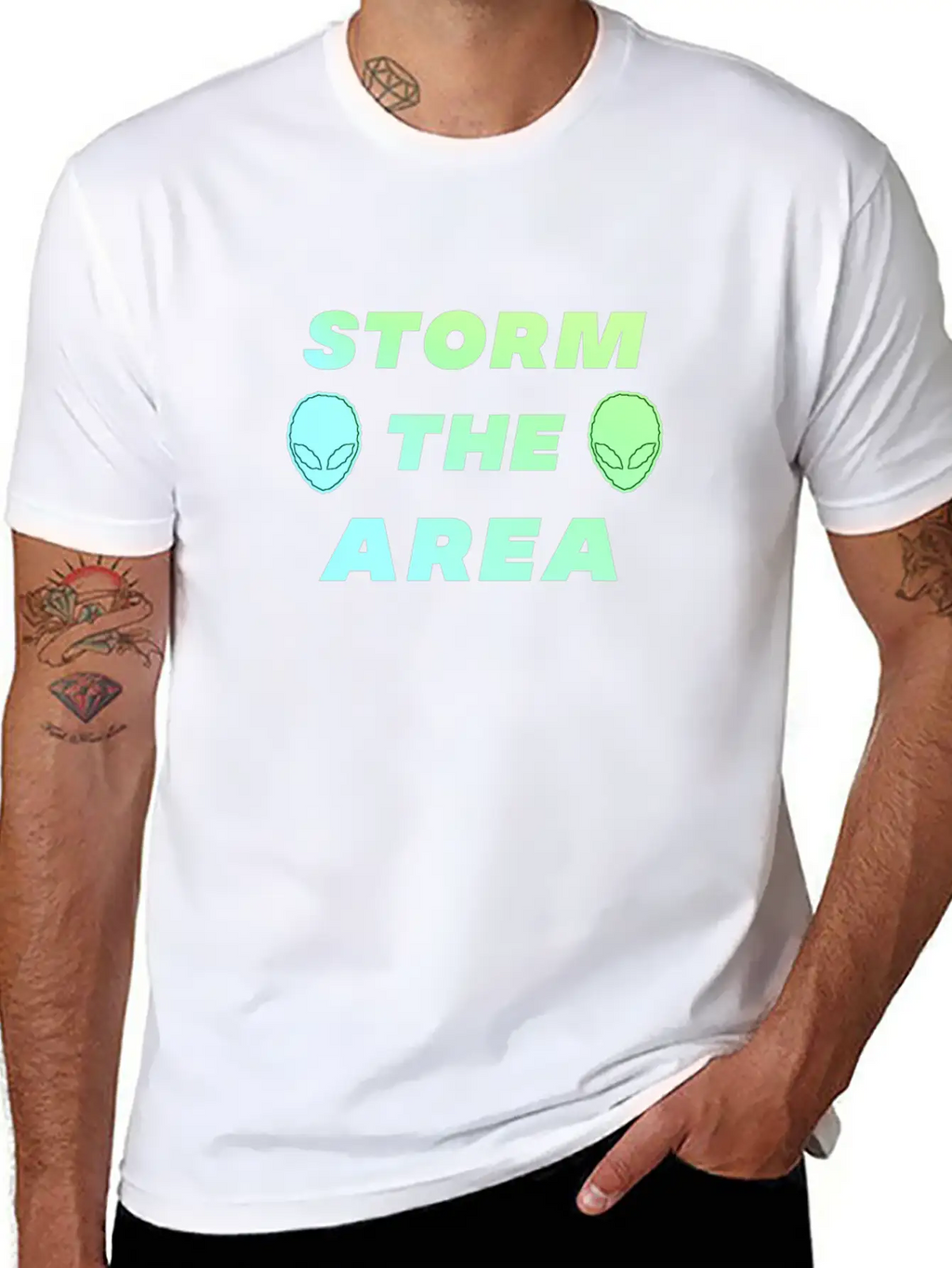 Storm The Area Alien UFO Space Spaceman Stylish Everyday T-Shirt – Unisex Basic Cotton Tee
