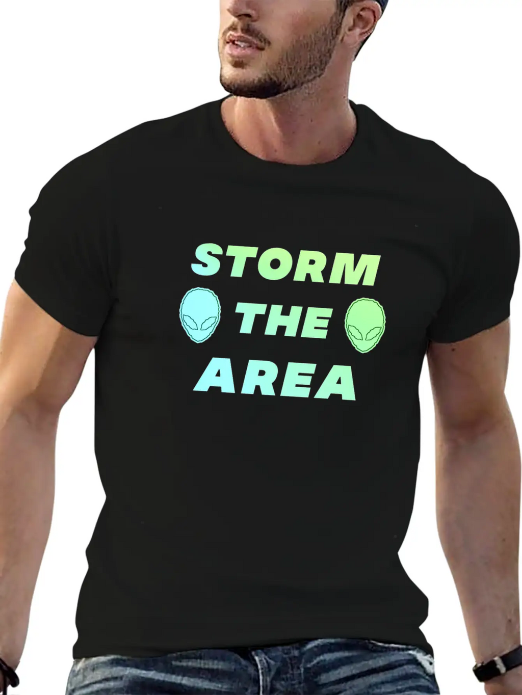 Storm The Area Alien UFO Space Spaceman Stylish Everyday T-Shirt – Unisex Basic Cotton Tee