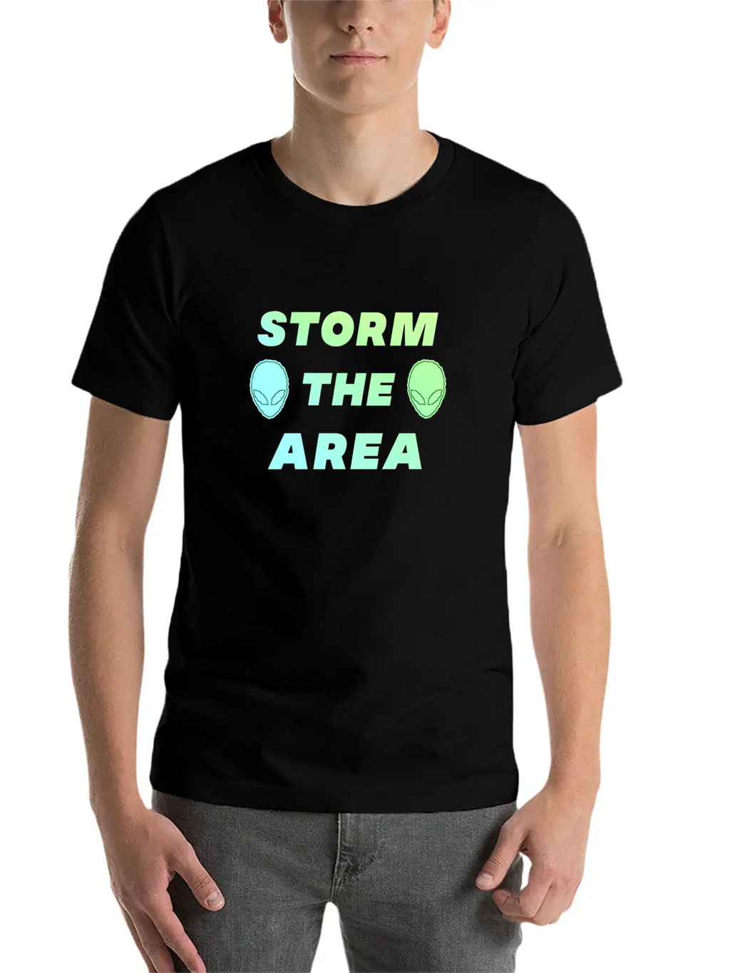 Storm The Area Alien UFO Space Spaceman Stylish Everyday T-Shirt – Unisex Basic Cotton Tee