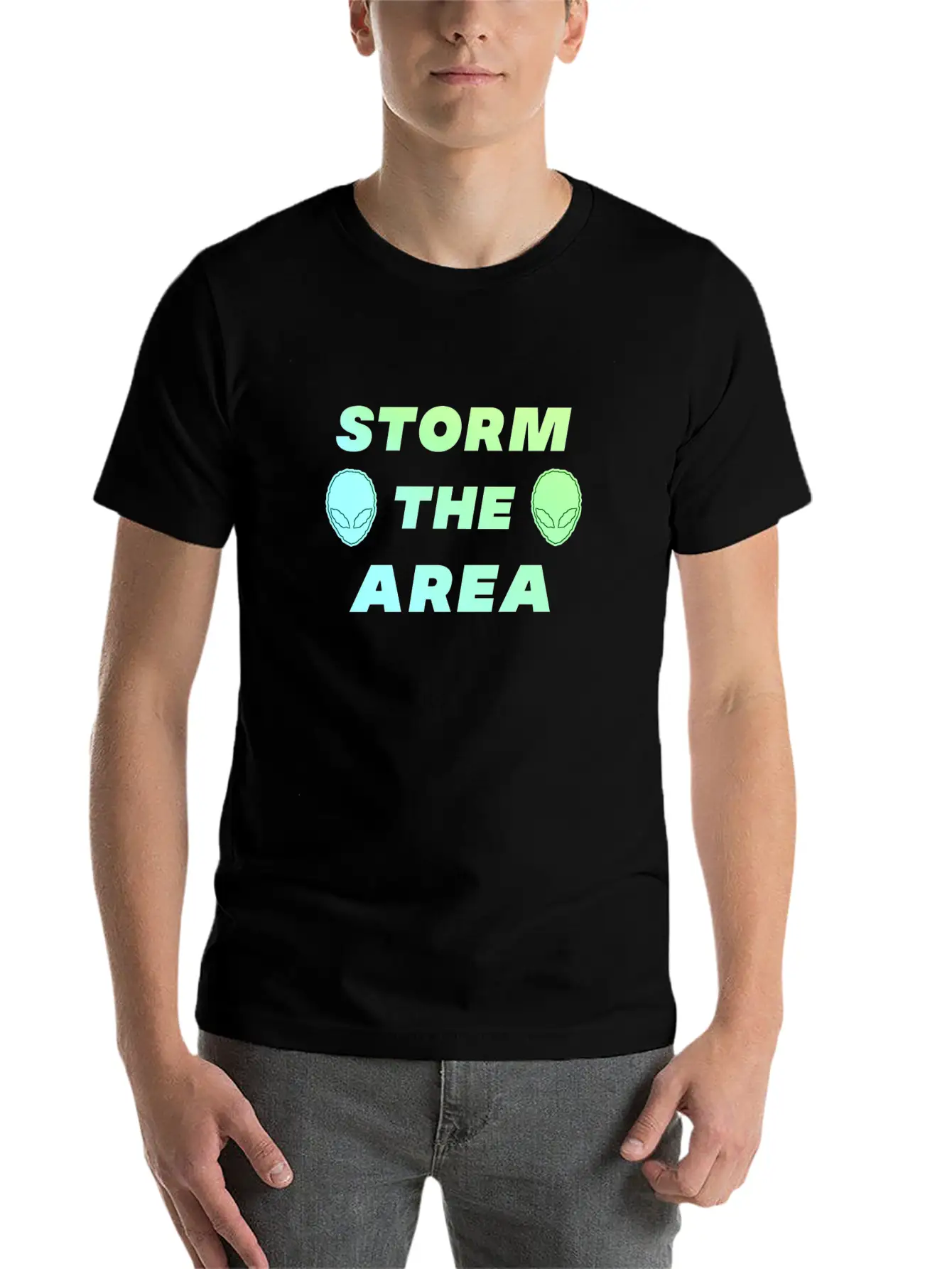 Storm The Area Alien UFO Space Spaceman Stylish Everyday T-Shirt – Unisex Basic Cotton Tee