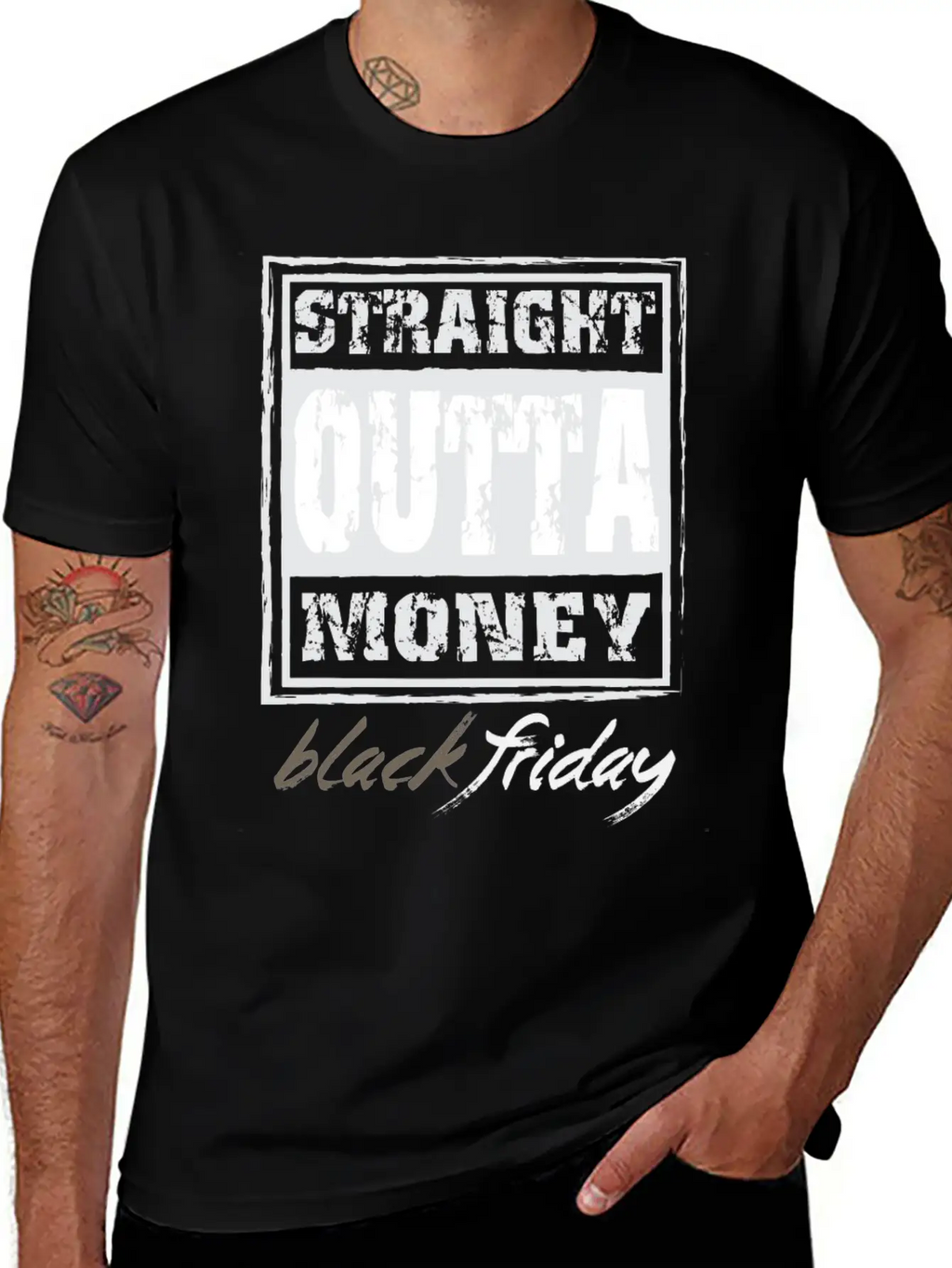 Straight Outta Money Black Friday Breathable Soft Cotton T-Shirt – Timeless Casual Look