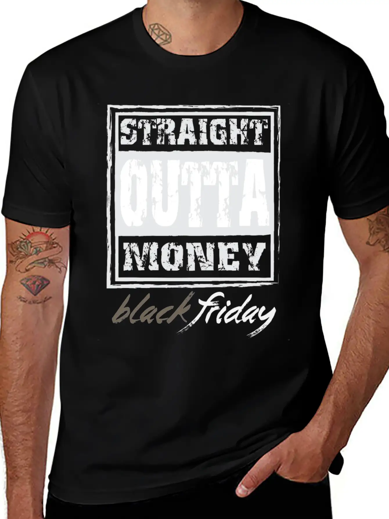 Straight Outta Money Black Friday Breathable Soft Cotton T-Shirt – Timeless Casual Look