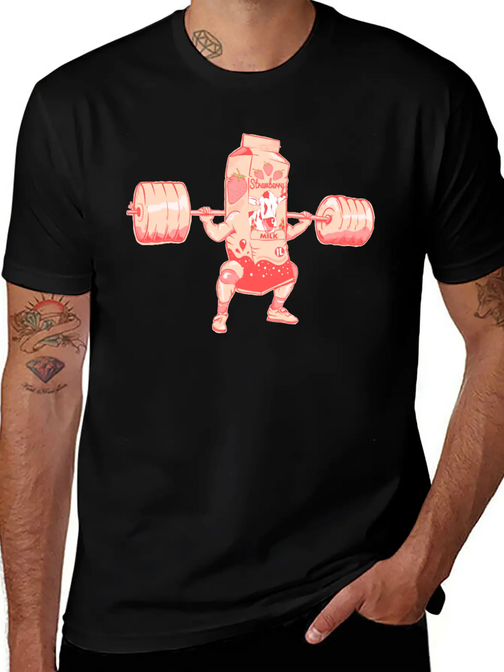 Strawberry Milkshake Milk Nutrition Breathable Graphic T-Shirt – Perfect For Casual Days