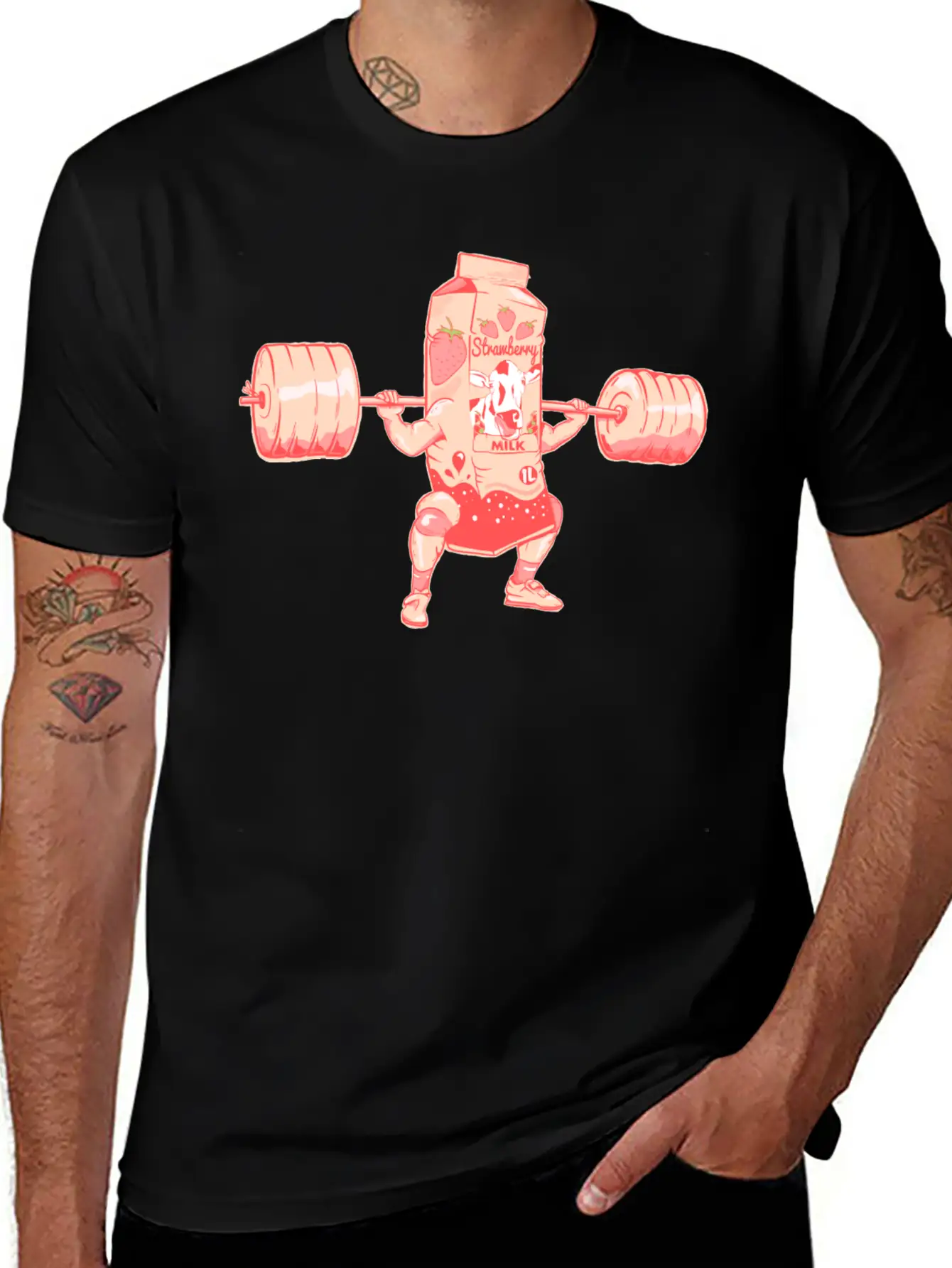 Strawberry Milkshake Milk Nutrition Breathable Graphic T-Shirt – Perfect For Casual Days