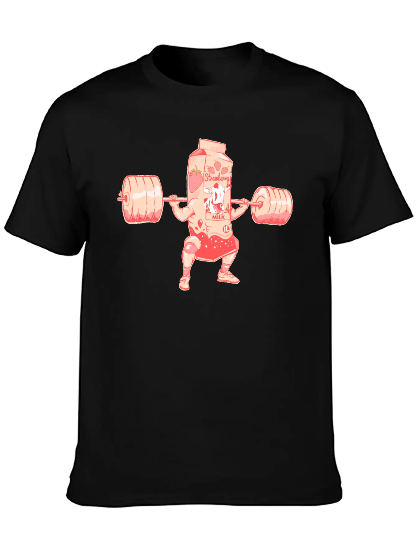 Strawberry Milkshake Milk Nutrition Breathable Graphic T-Shirt – Perfect For Casual Days