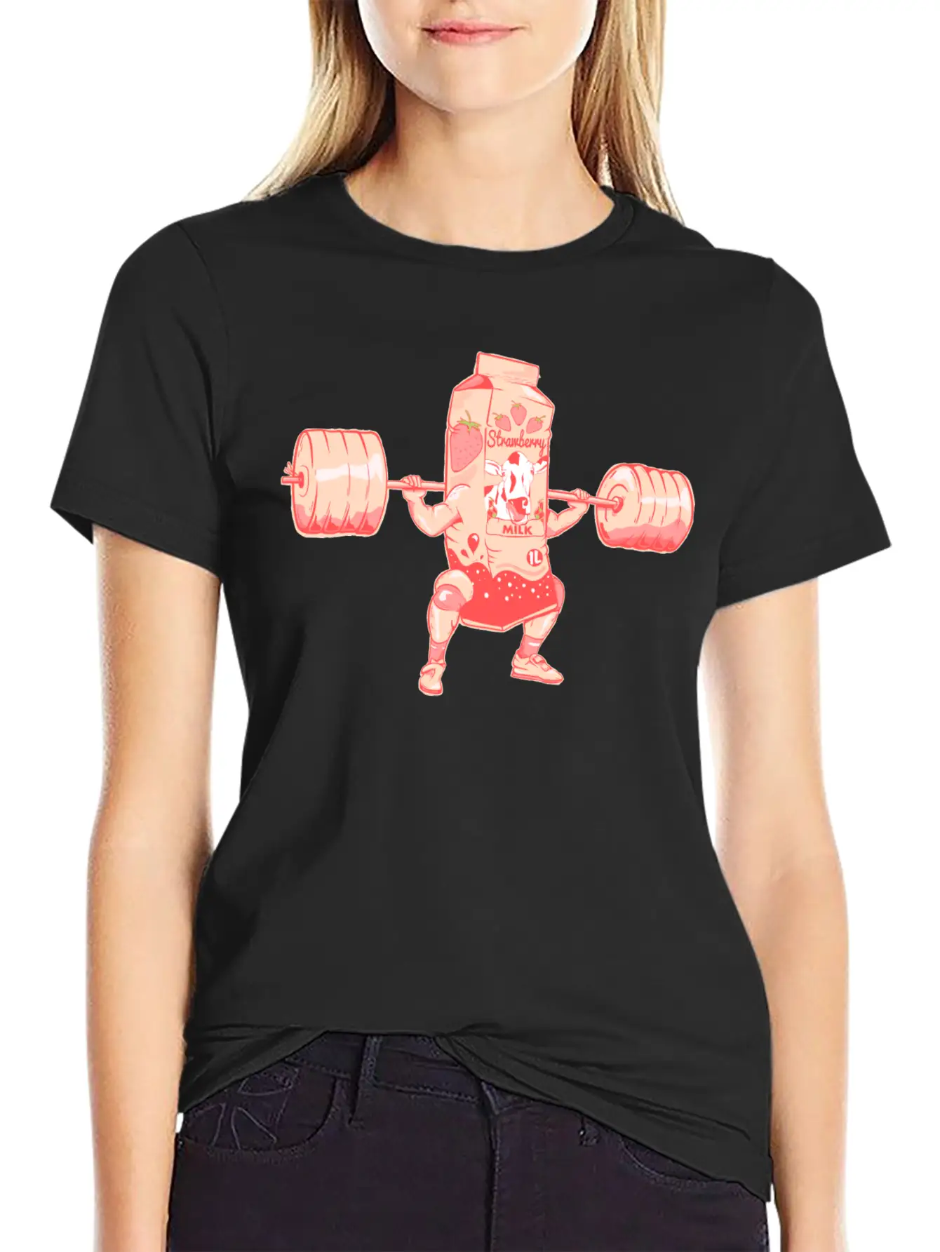 Strawberry Milkshake Milk Nutrition Breathable Graphic T-Shirt – Perfect For Casual Days