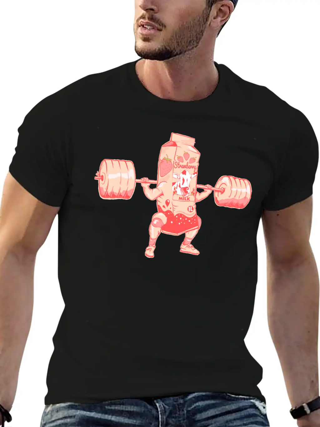 Strawberry Milkshake Milk Nutrition Breathable Graphic T-Shirt – Perfect For Casual Days