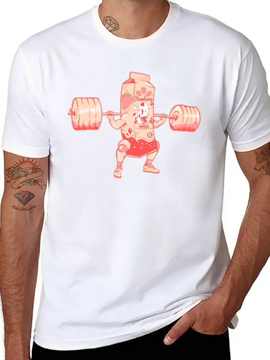 Strawberry Milkshake Milk Nutrition Breathable Graphic T-Shirt – Perfect For Casual Days