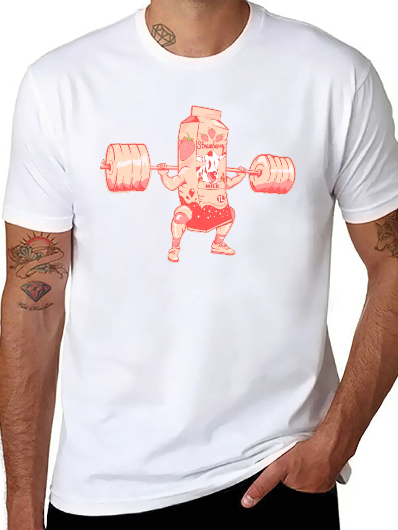 Strawberry Milkshake Milk Nutrition Breathable Graphic T-Shirt – Perfect For Casual Days