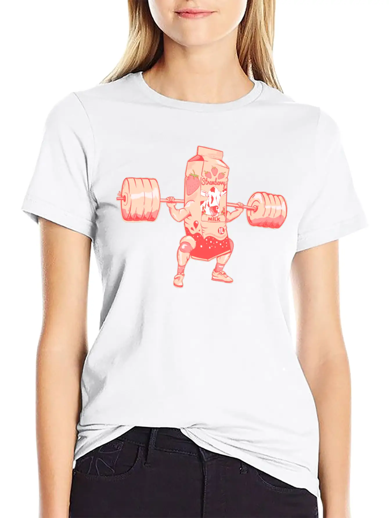 Strawberry Milkshake Milk Nutrition Breathable Graphic T-Shirt – Perfect For Casual Days