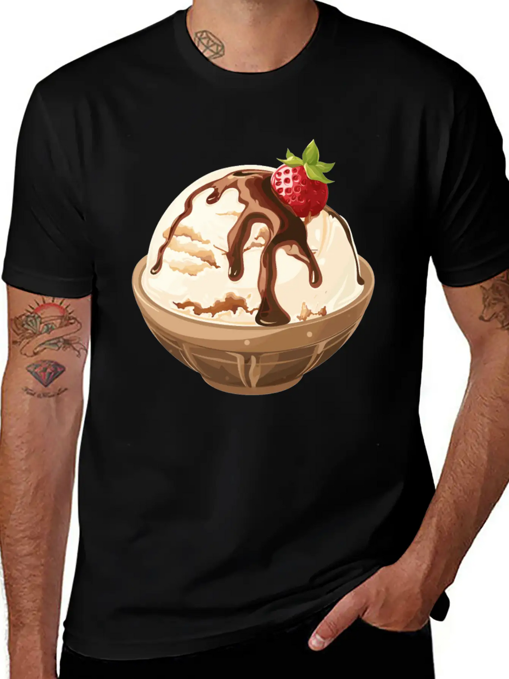 Strawberry Topped Vanilla Delight Unisex Short Sleeve Soft Cotton T-Shirt – Casual Everyday Wear