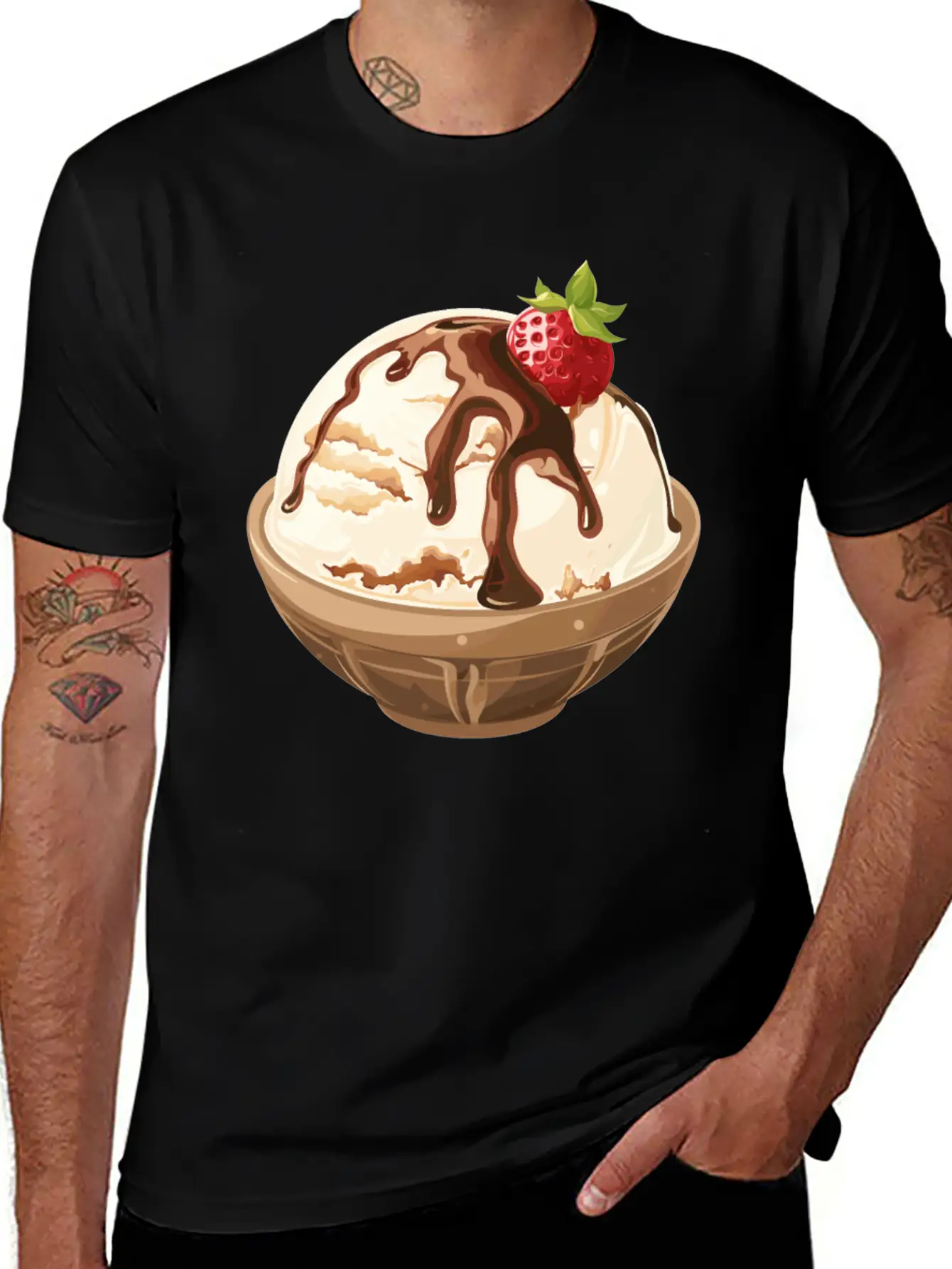 Strawberry Topped Vanilla Delight Unisex Short Sleeve Soft Cotton T-Shirt – Casual Everyday Wear