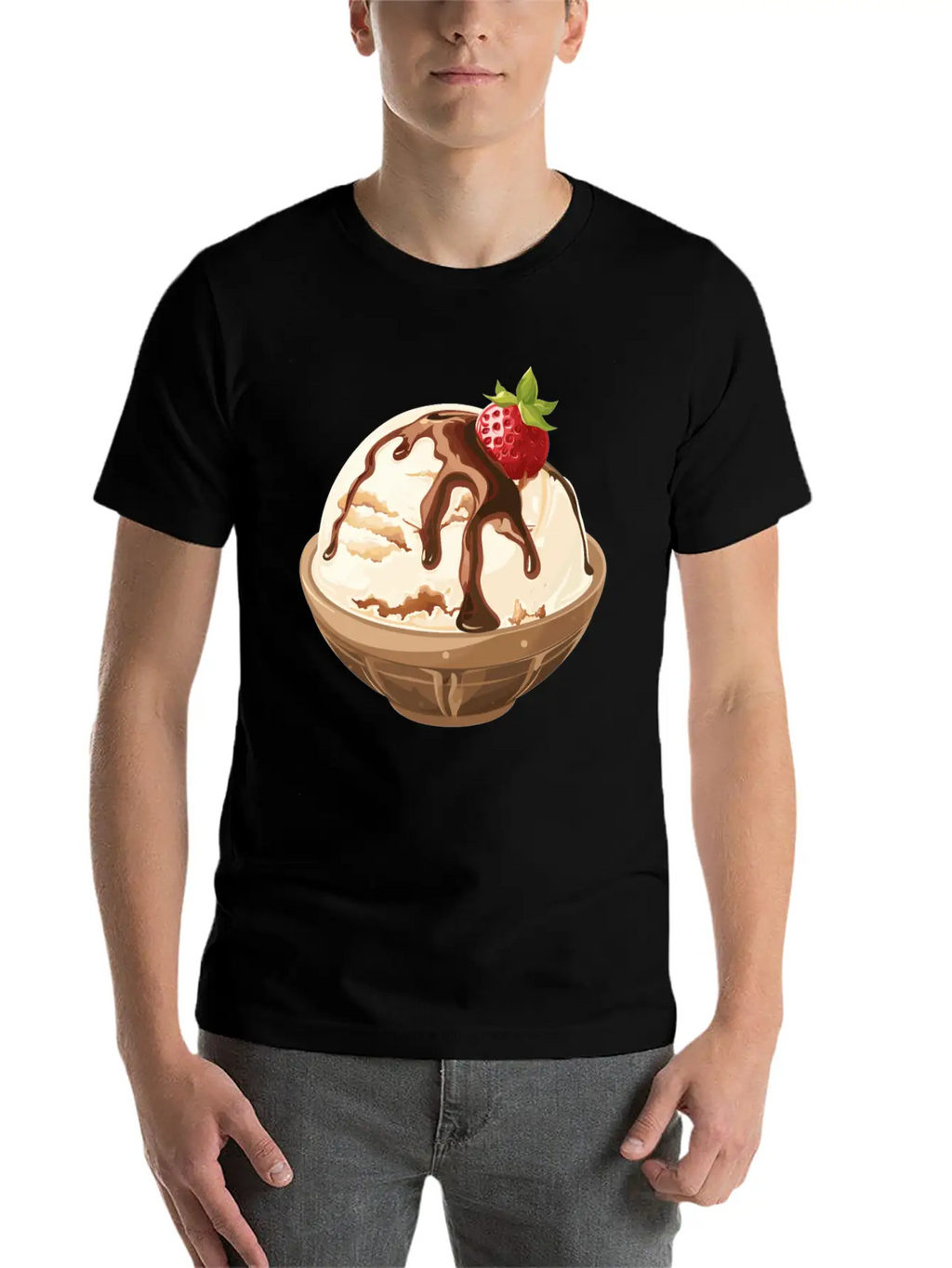 Strawberry Topped Vanilla Delight Unisex Short Sleeve Soft Cotton T-Shirt – Casual Everyday Wear