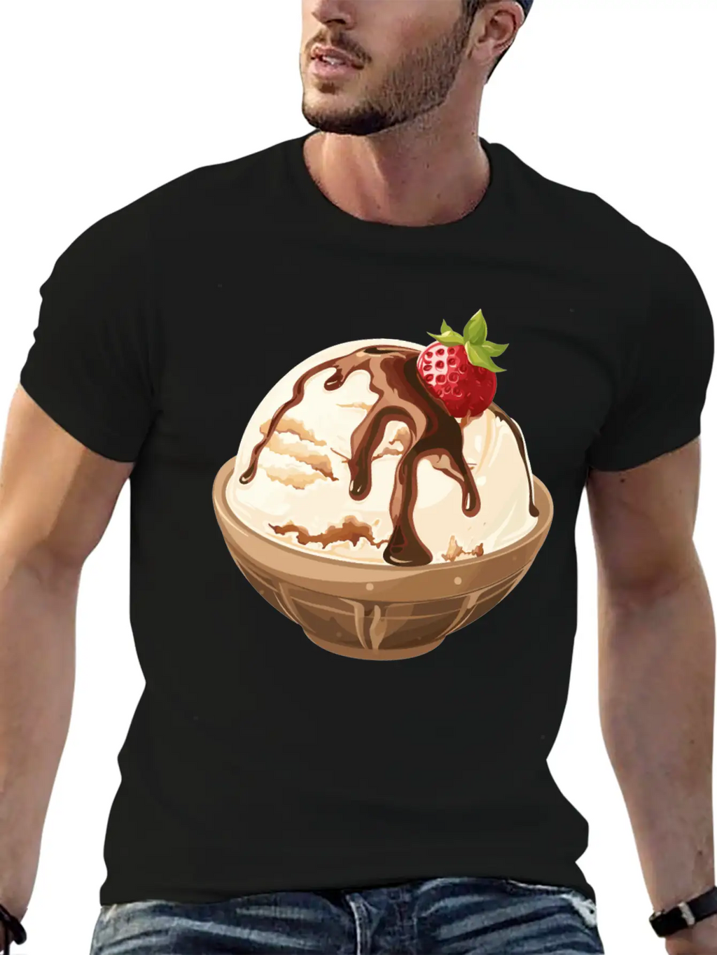Strawberry Topped Vanilla Delight Unisex Short Sleeve Soft Cotton T-Shirt – Casual Everyday Wear