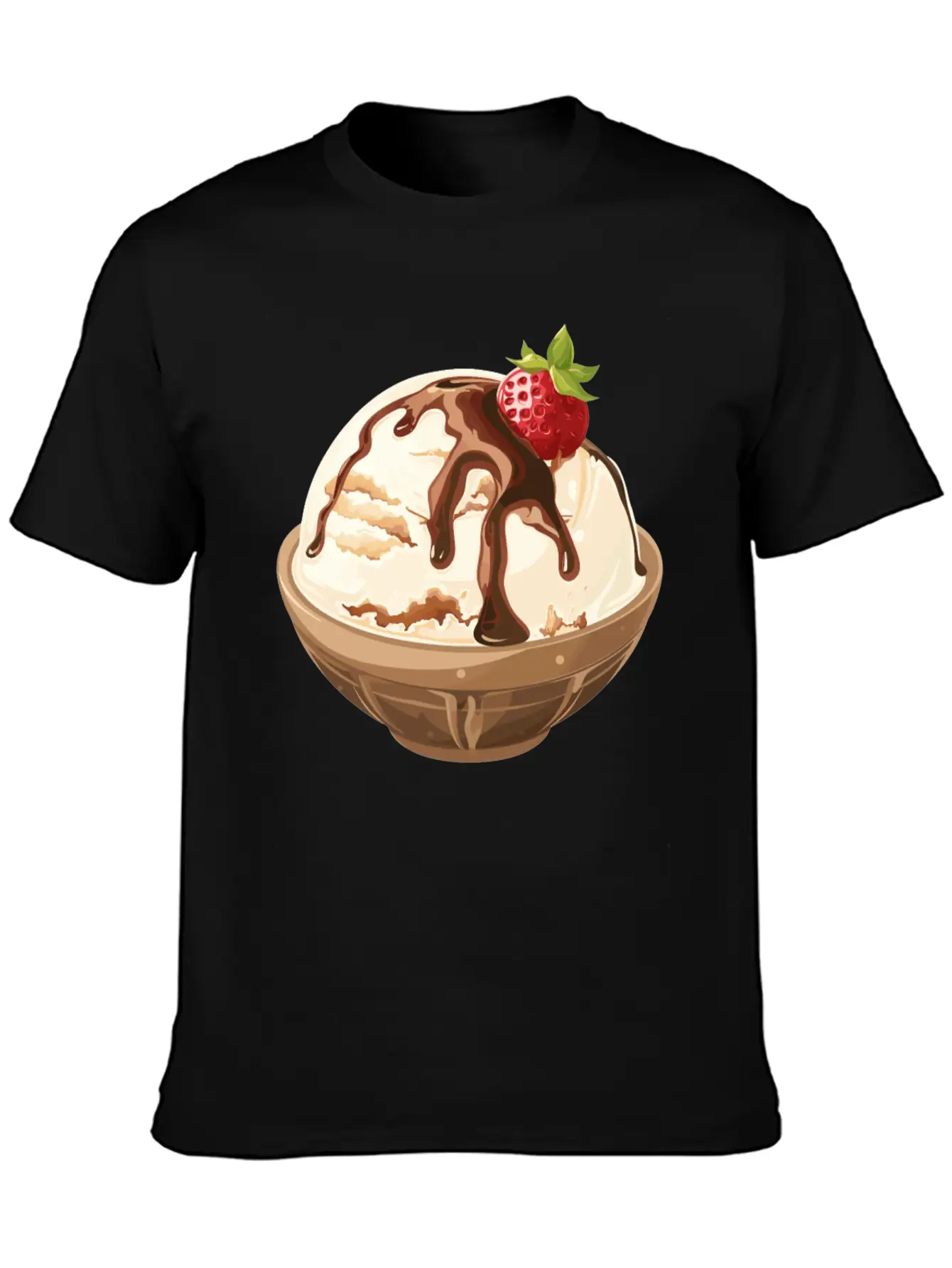 Strawberry Topped Vanilla Delight Unisex Short Sleeve Soft Cotton T-Shirt – Casual Everyday Wear